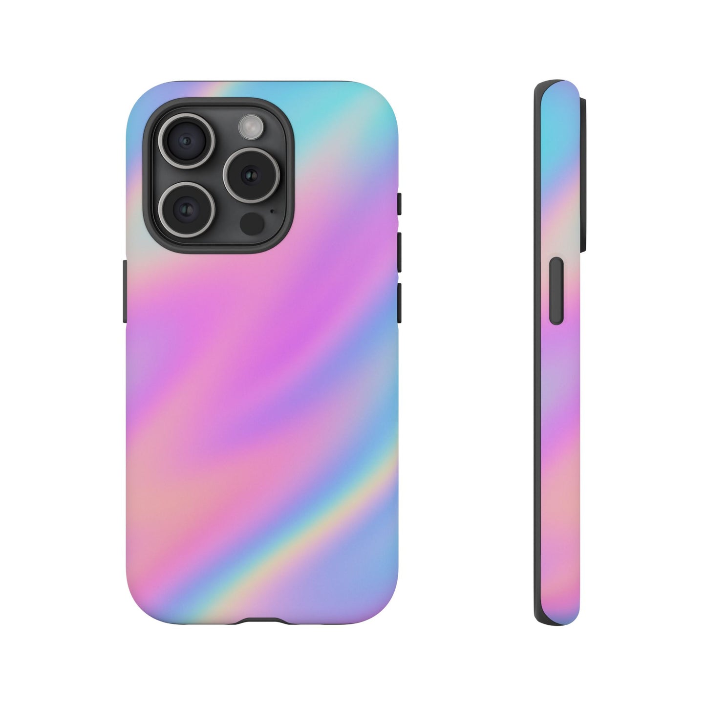 Colorful Holographic Phone Case, Tough Cases for iPhone, Trendy Phone Cover, Unique Gift for Her, Pastel Phone Accessory