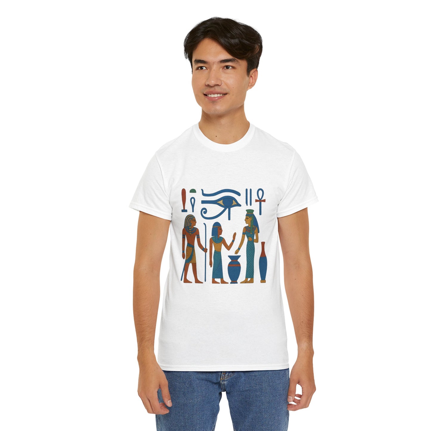 Ancient Egyptian Themed Unisex Heavy Cotton Tee, Casual Shirt for History Lovers, Graphic Tee, Gift for Archaeology Enthusiasts, Egyptian