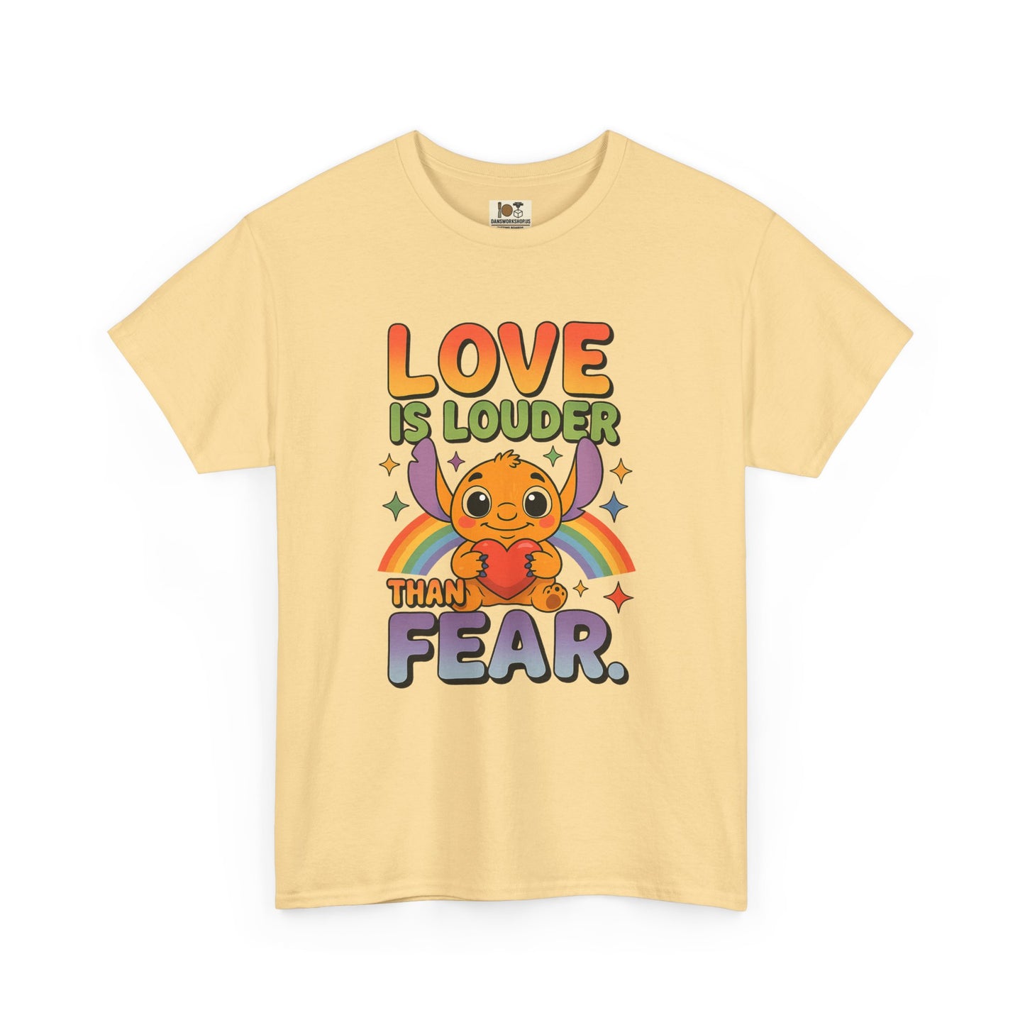 Love is Louder Unisex Heavy Cotton Tee, Positive Vibes Shirt, Pride Apparel, Gift for Friends, Fearless Fashion, Rainbow Graphic Tee