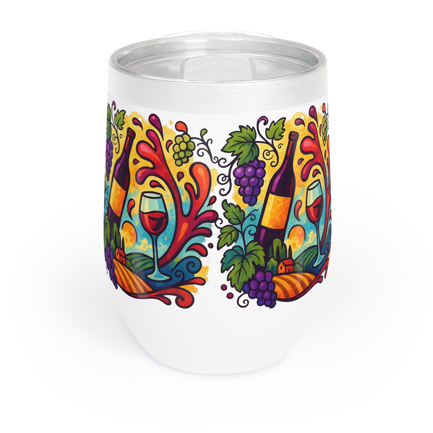 Vibrant Chill Wine Tumbler | Colorful Insulated Wine Cup for Outdoor Gatherings, Gifts, Celebrations, Picnics, and Wine Lovers