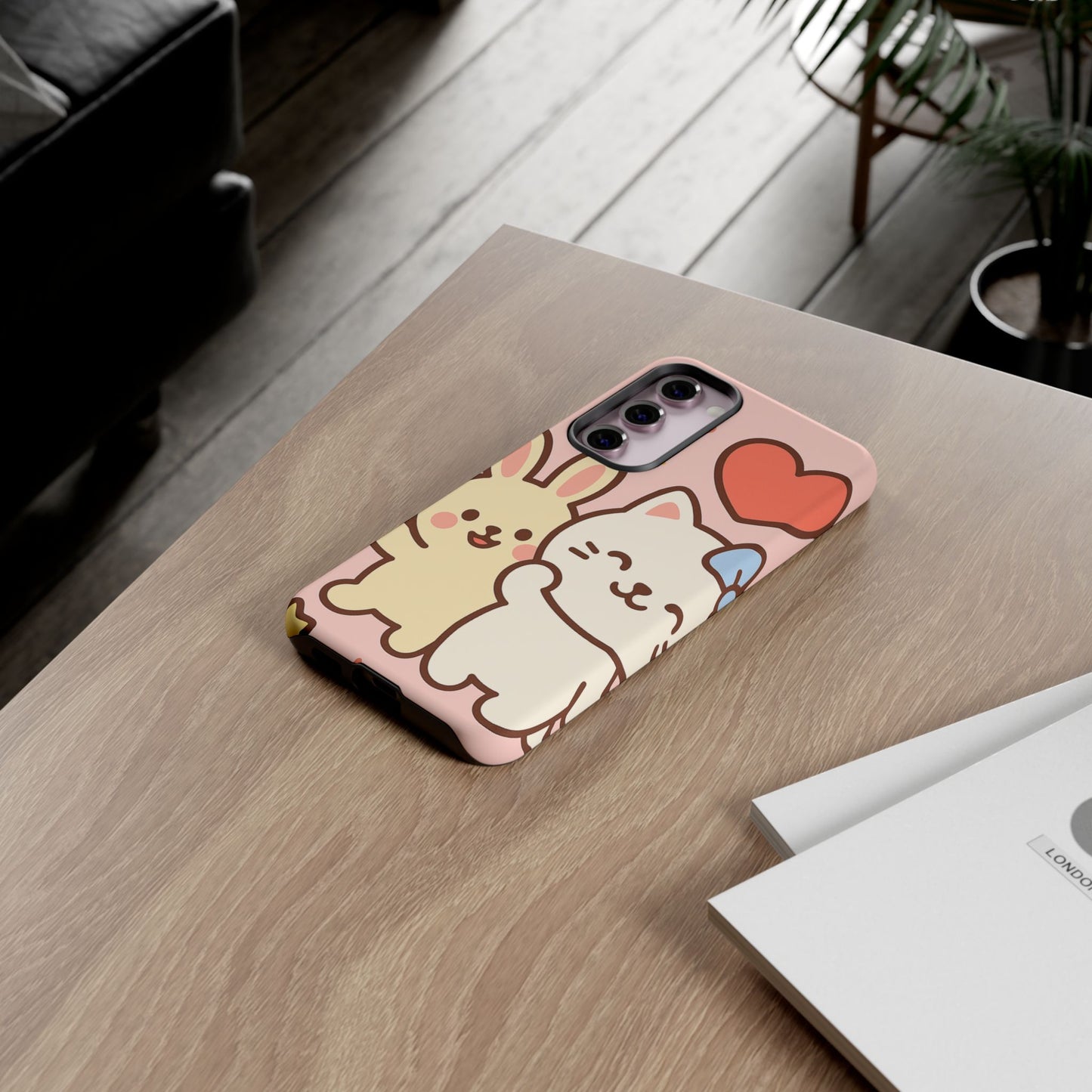 Cute Animal Phone Case -Tough Cases with Bunny and Cat Design, Kawaii Gift for Kids, Birthday, Everyday Use, Phone Accessories, teenage girl