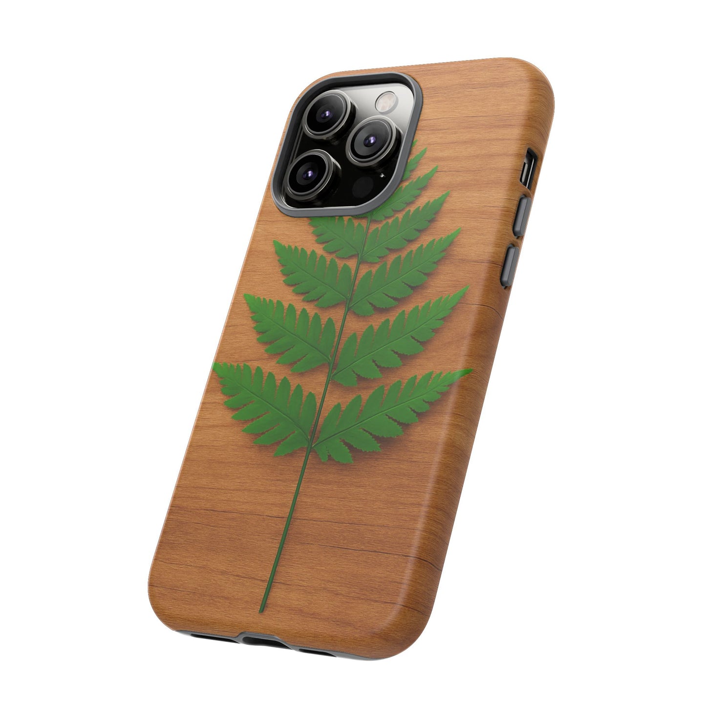 Wooden Fern Phone Case - Eco-Friendly Tough Cases for Nature Lovers, Unique Gift, Customizable Design, Nature-Themed Accessories