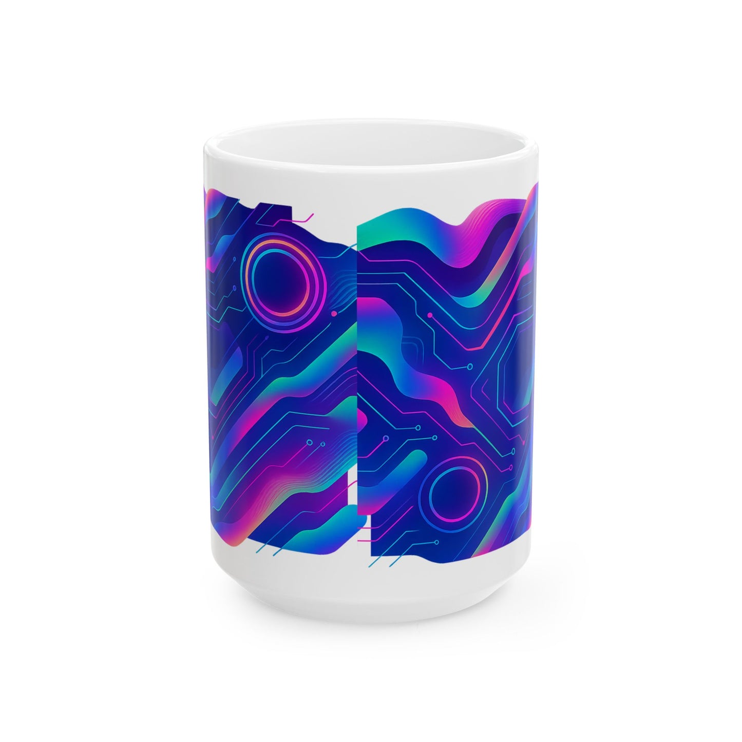 Colorful Circuit Pattern Ceramic Mug | Tech Gift, Coffee Cup, Unique Mug, Geeky Kitchenware, Home Decor