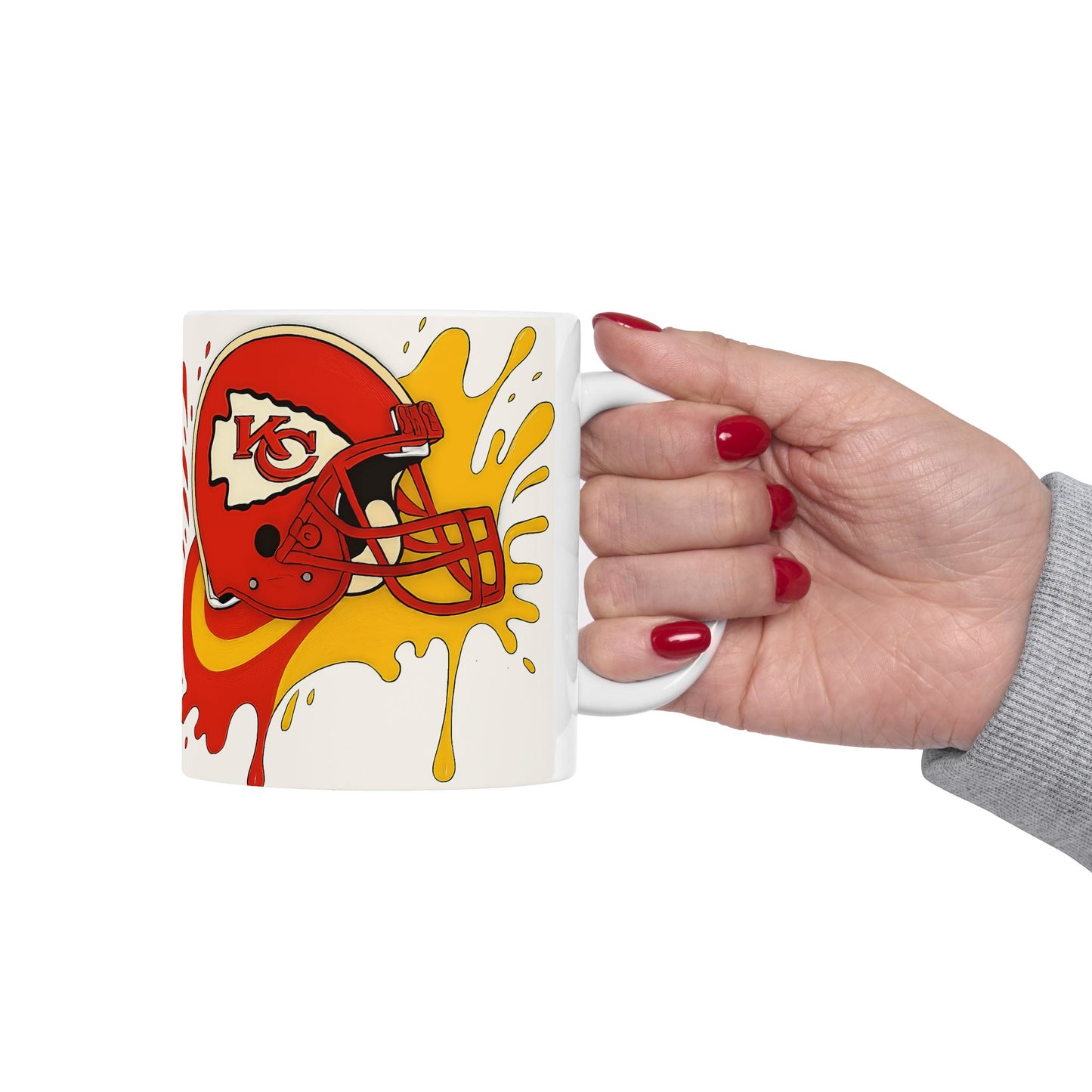 Kansas City Football Mug, Team Spirit Coffee Cup, Sports Fan Gift, NFL Ceramics, Game Day Mug, Red and Gold Design