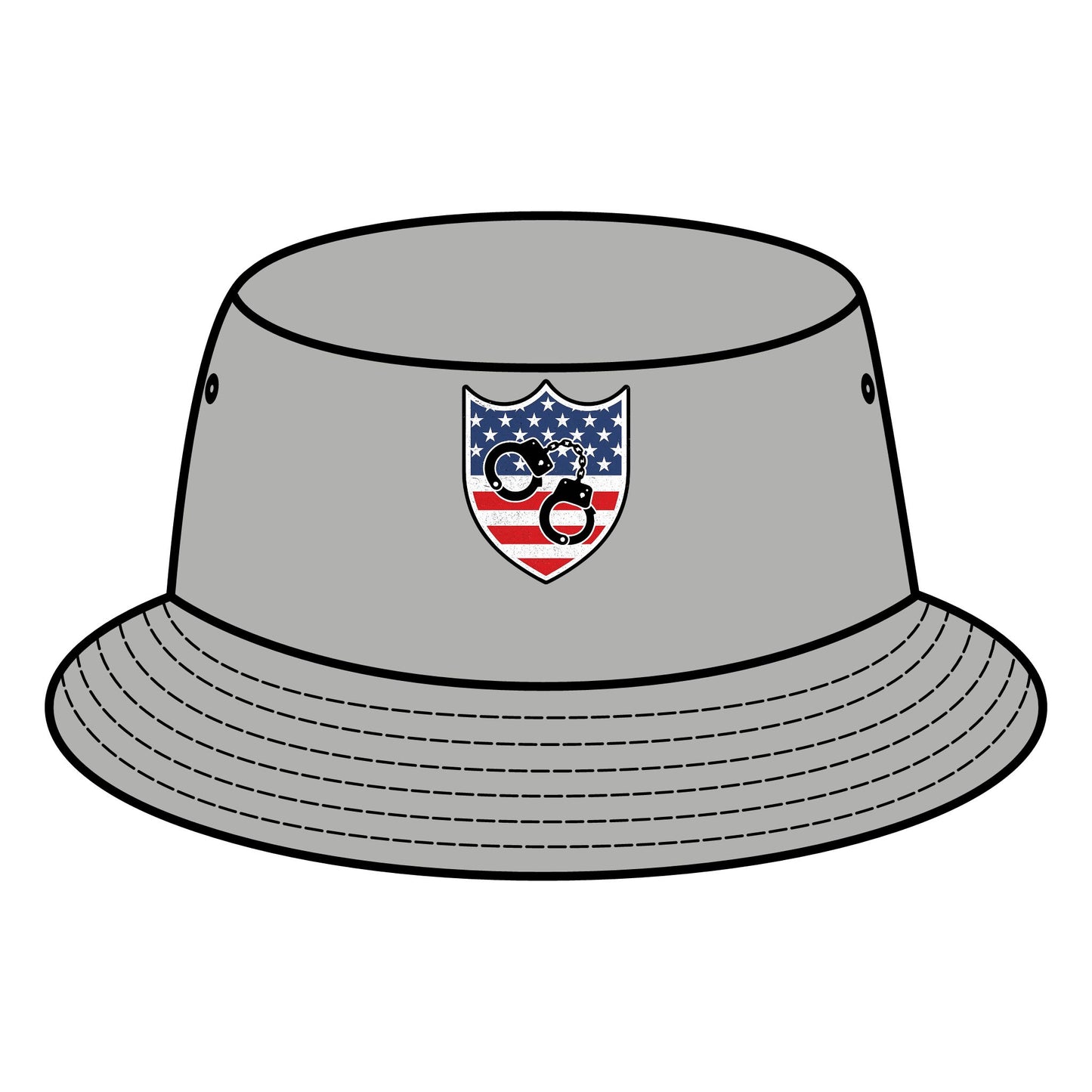 Patriotic Bucket Hat with Shield Design, Summer Sun Hat, Trendy Accessory, Gift for Outdoor Lovers, Stylish Festival Apparel