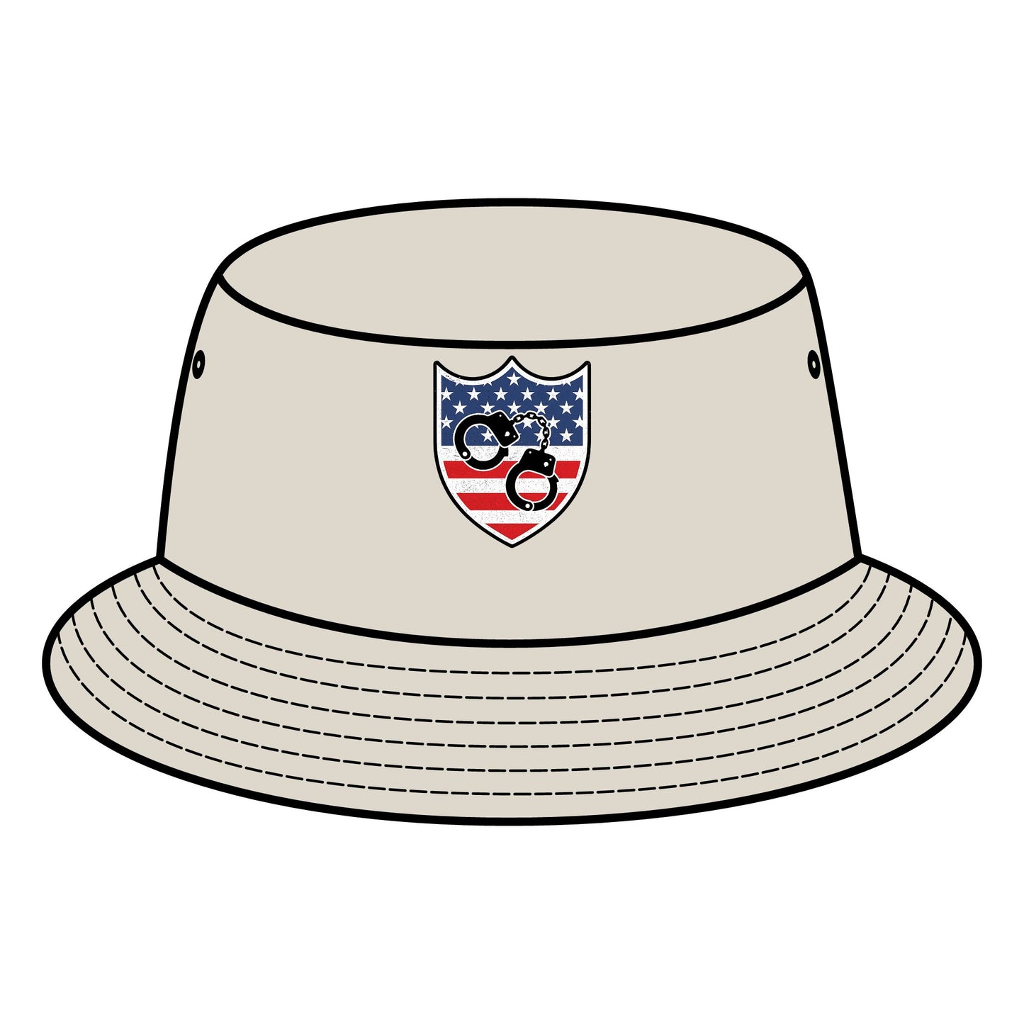Patriotic Bucket Hat with Shield Design, Summer Sun Hat, Trendy Accessory, Gift for Outdoor Lovers, Stylish Festival Apparel