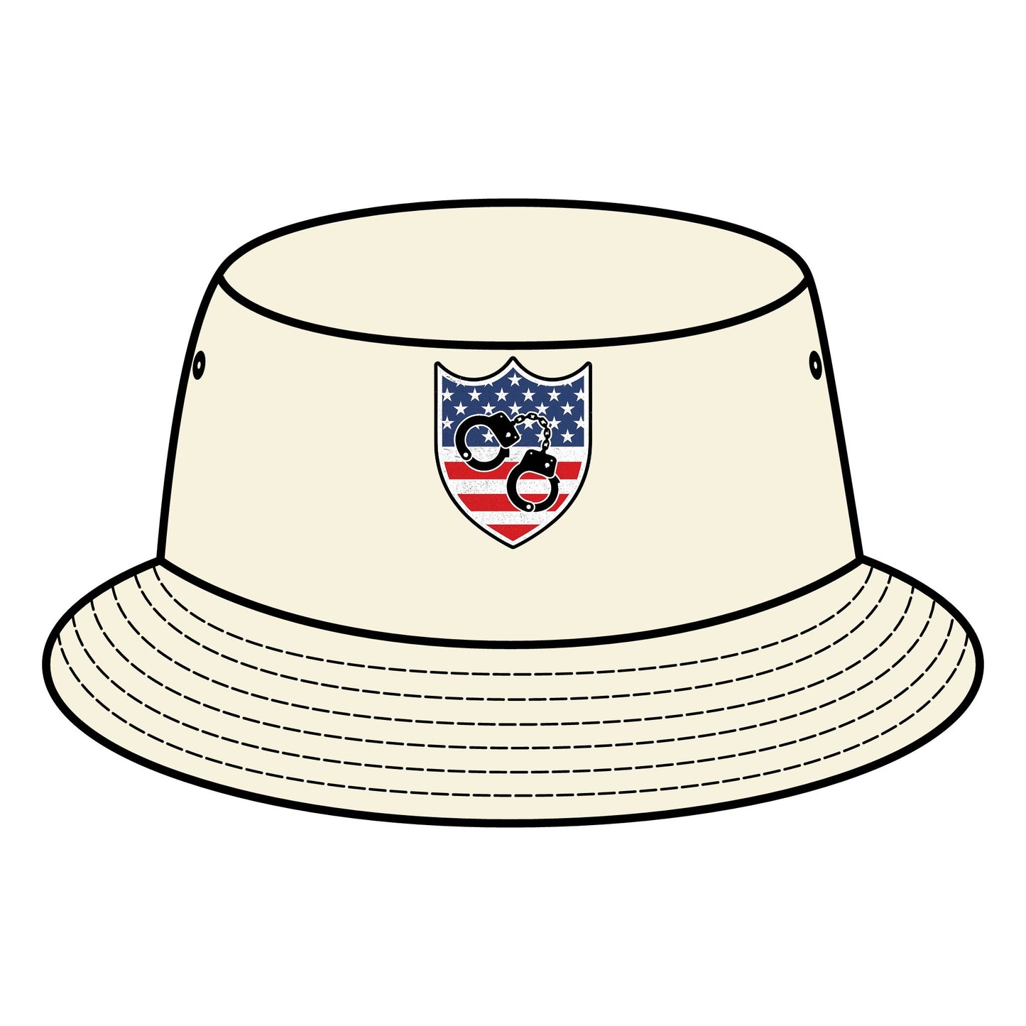 Patriotic Bucket Hat with Shield Design, Summer Sun Hat, Trendy Accessory, Gift for Outdoor Lovers, Stylish Festival Apparel