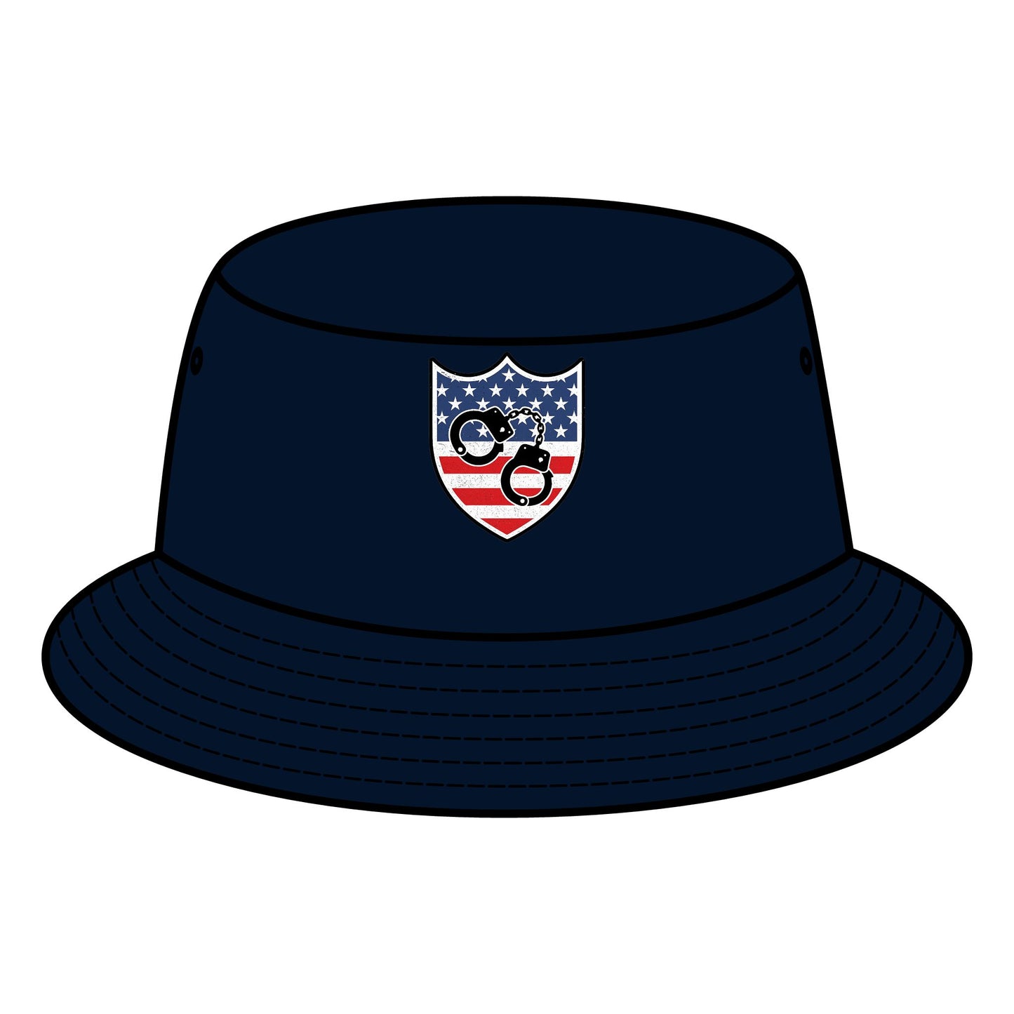 Patriotic Bucket Hat with Shield Design, Summer Sun Hat, Trendy Accessory, Gift for Outdoor Lovers, Stylish Festival Apparel