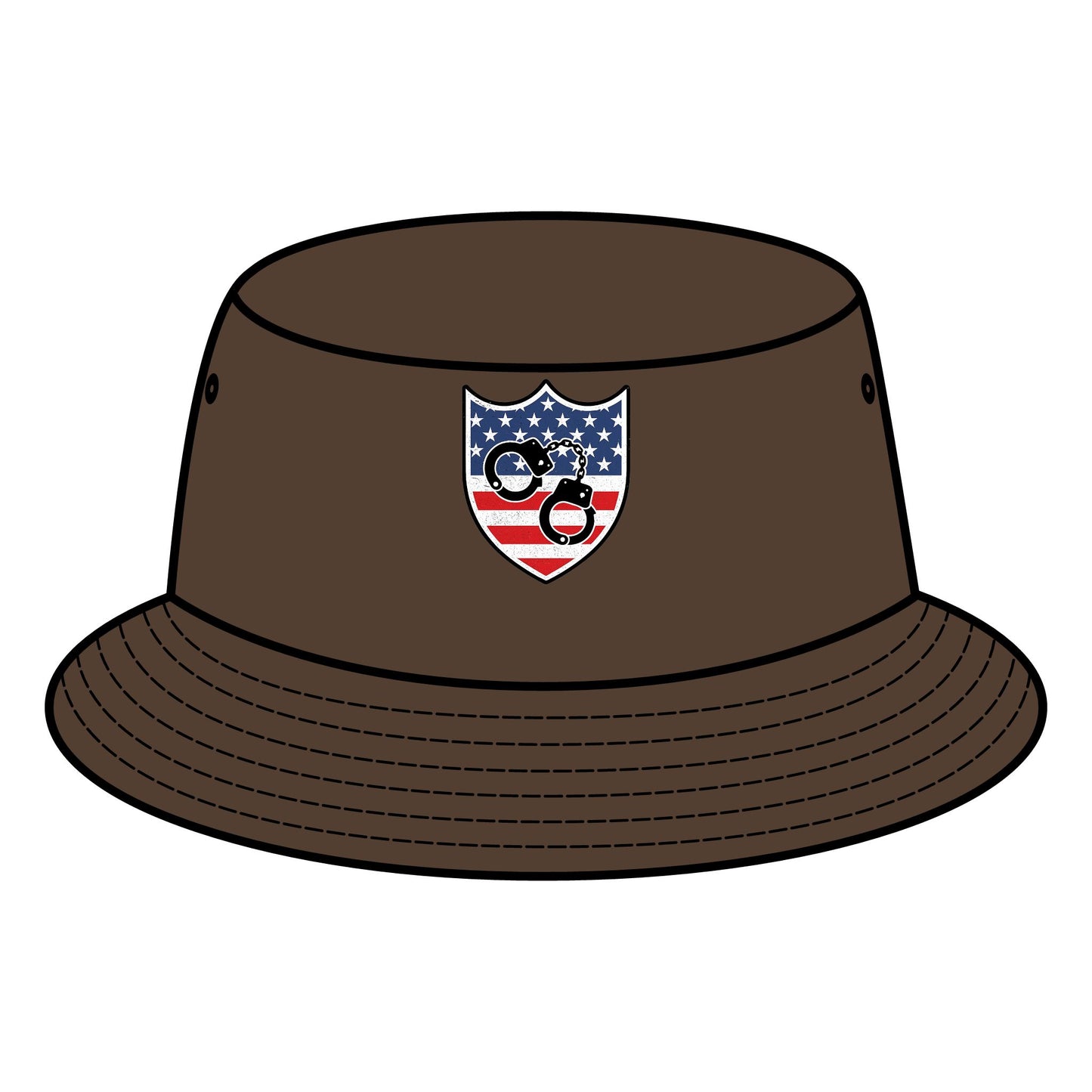 Patriotic Bucket Hat with Shield Design, Summer Sun Hat, Trendy Accessory, Gift for Outdoor Lovers, Stylish Festival Apparel