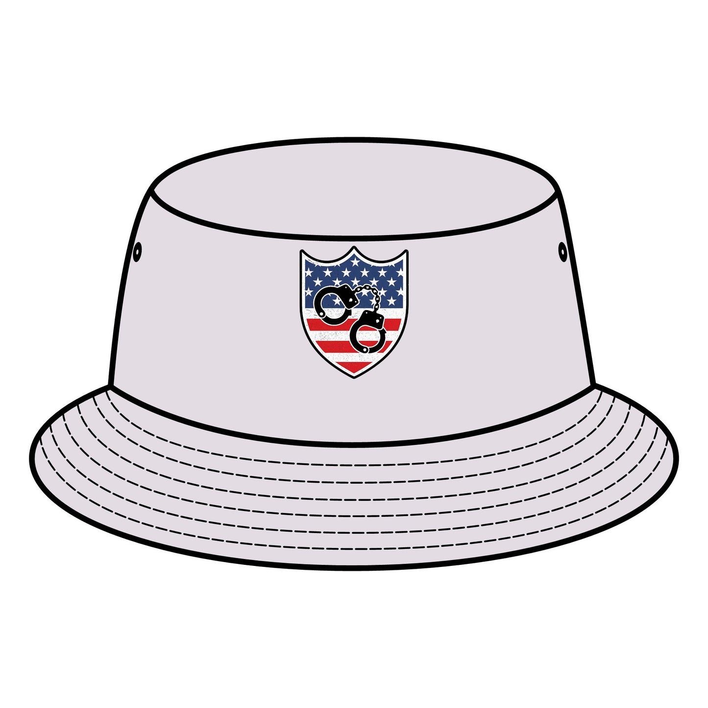 Patriotic Bucket Hat with Shield Design, Summer Sun Hat, Trendy Accessory, Gift for Outdoor Lovers, Stylish Festival Apparel