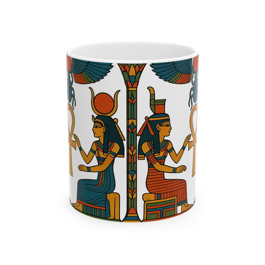 Egyptian Queen Ceramic Mug, Unique Gift for Art Lovers, Bohemian Decor, Coffee Mug, 11oz or 15oz Options