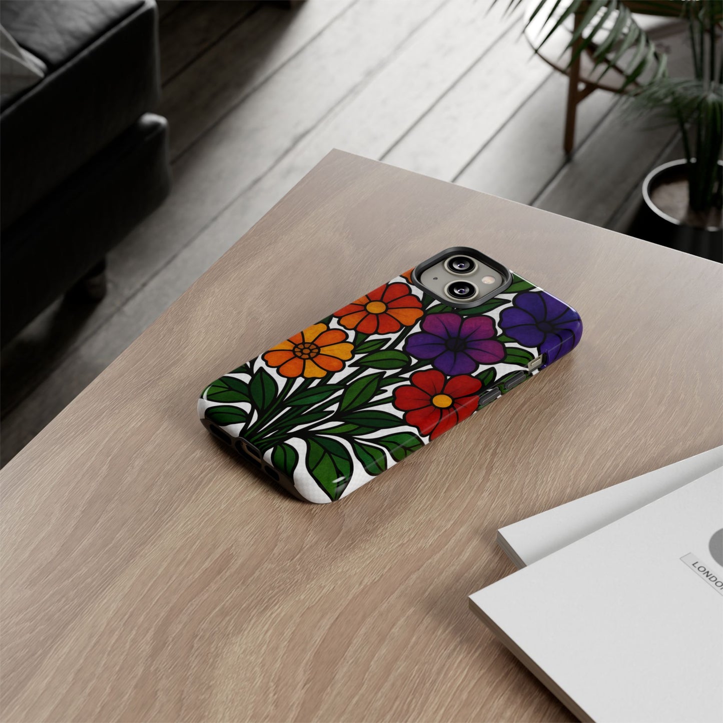 Floral Phone Case, Tough Cases with Colorful Flower Design, Gift for Flower Lovers, Summer Accessories, Trendy Phone Cover