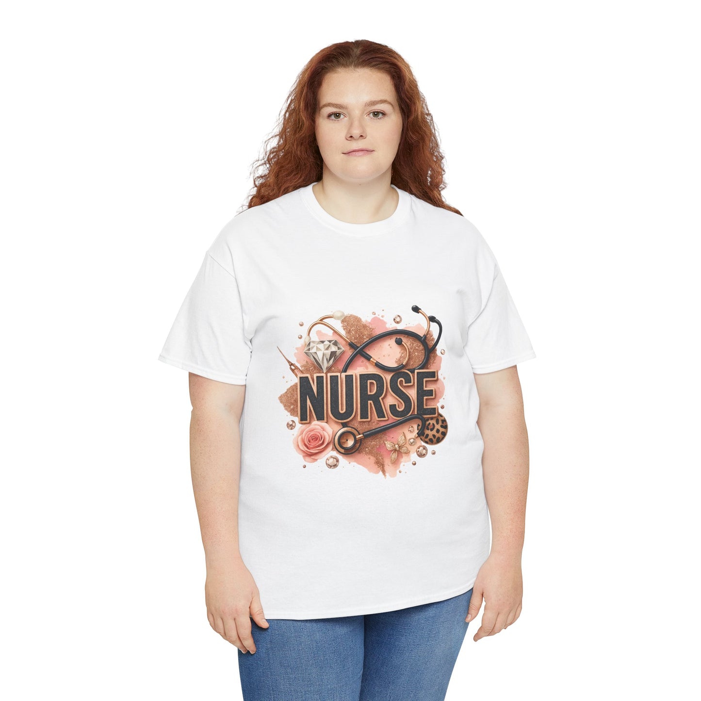 Nurse Heavy Cotton Tee | Gift for Nurses, Nurse Appreciation, Medical Tee, Healthcare Worker Gift, Floral Nurse Design