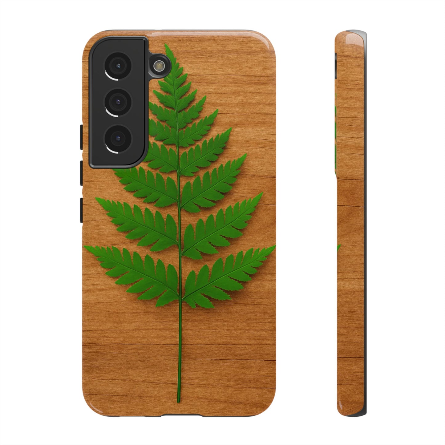Wooden Fern Phone Case - Eco-Friendly Tough Cases for Nature Lovers, Unique Gift, Customizable Design, Nature-Themed Accessories