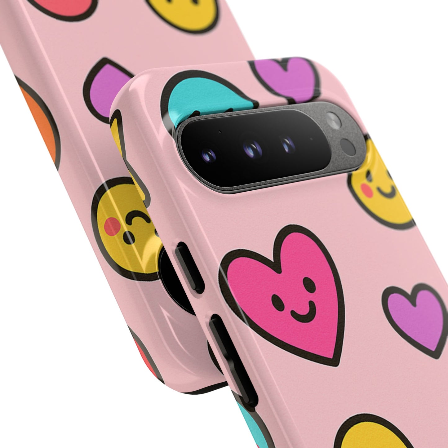 Cute Phone Case with Smiley Faces and Hearts, Fun Gift for Kids and Teens, Cellphone Protector, Birthday Present, Cute Accessories