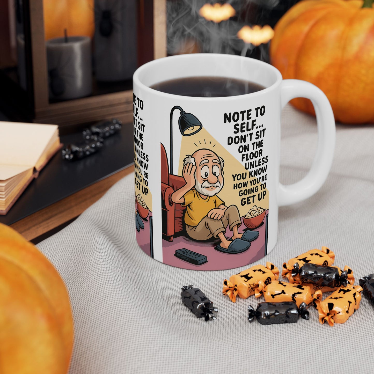 Humorous Ceramic Mug for Seniors, Funny Coffee Cup, Gag Gift, Retirement Present, Birthday Mug, Quirky Decor