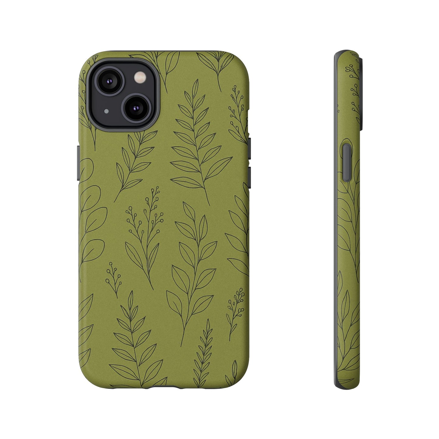 Stylish Phone Case, Botanical Design, Tough Phone Cover, Green Floral Case, Nature Inspired Gift, Eco-Friendly Accessory