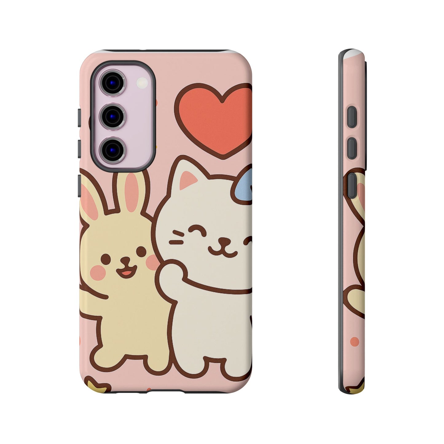 Cute Animal Phone Case -Tough Cases with Bunny and Cat Design, Kawaii Gift for Kids, Birthday, Everyday Use, Phone Accessories, teenage girl