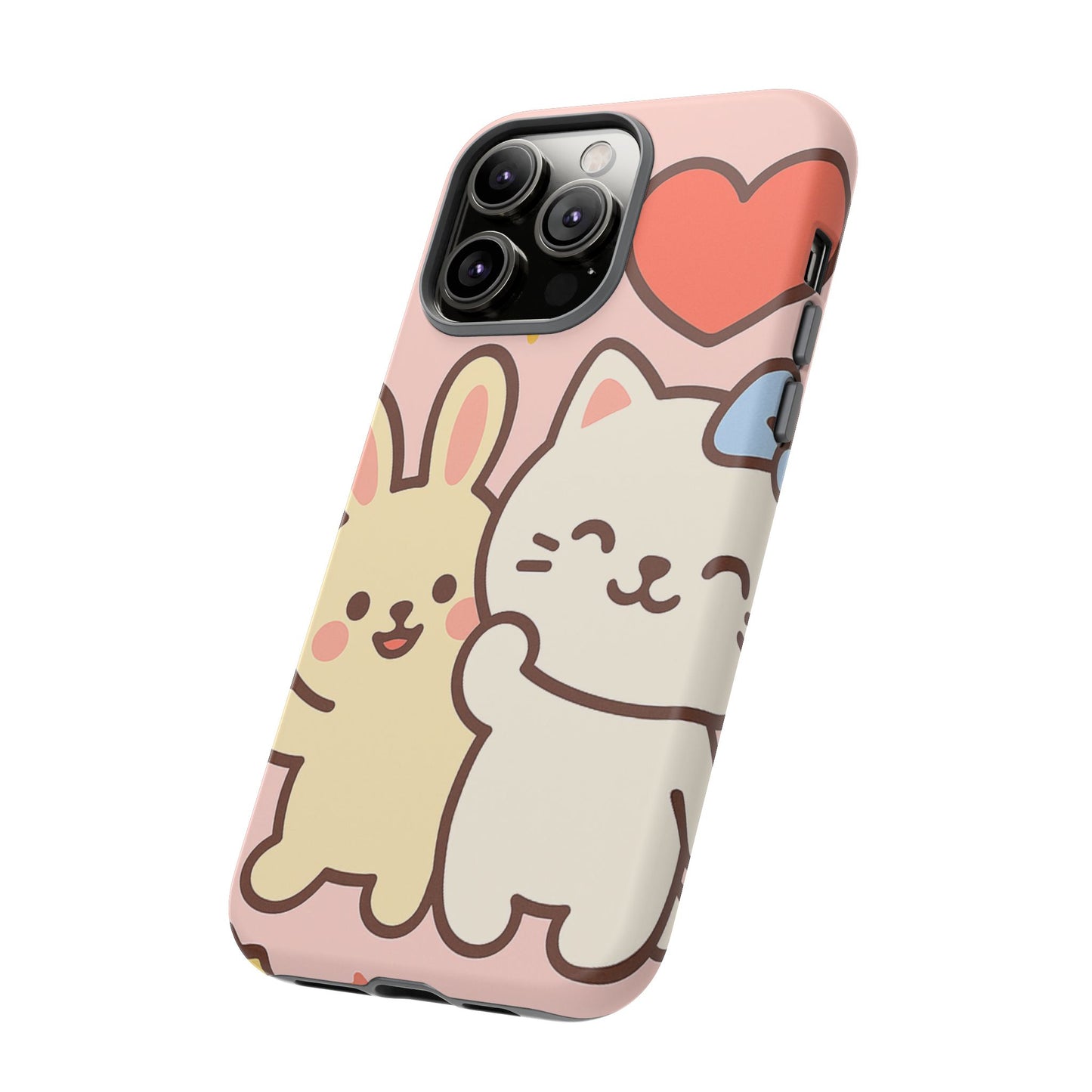 Cute Animal Phone Case -Tough Cases with Bunny and Cat Design, Kawaii Gift for Kids, Birthday, Everyday Use, Phone Accessories, teenage girl