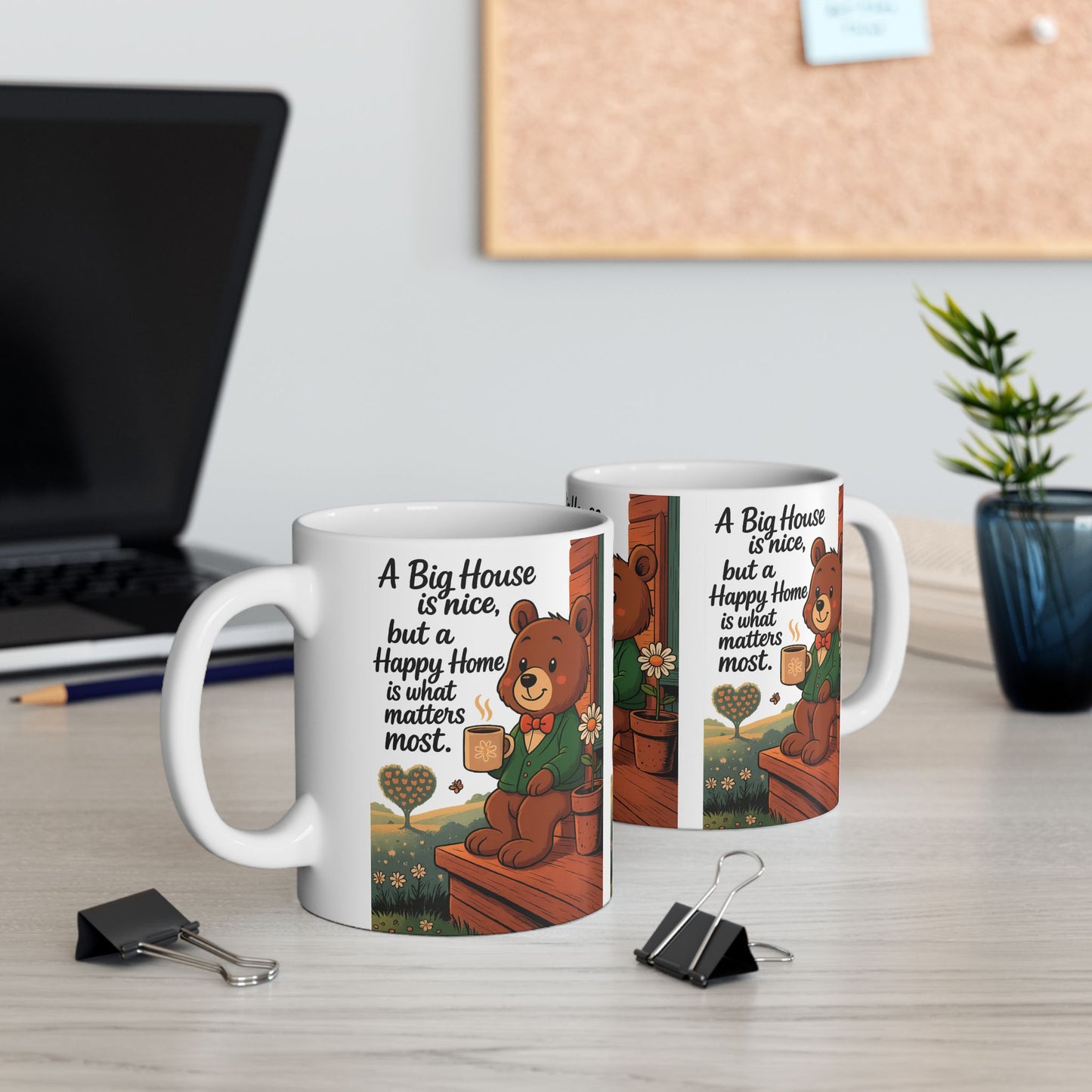 Cozy Bear Inspirational Mug - A Big House is Nice, But a Happy Home Matters Most, Cute Animal Coffee Cup, Gift for Home & Garden [...]