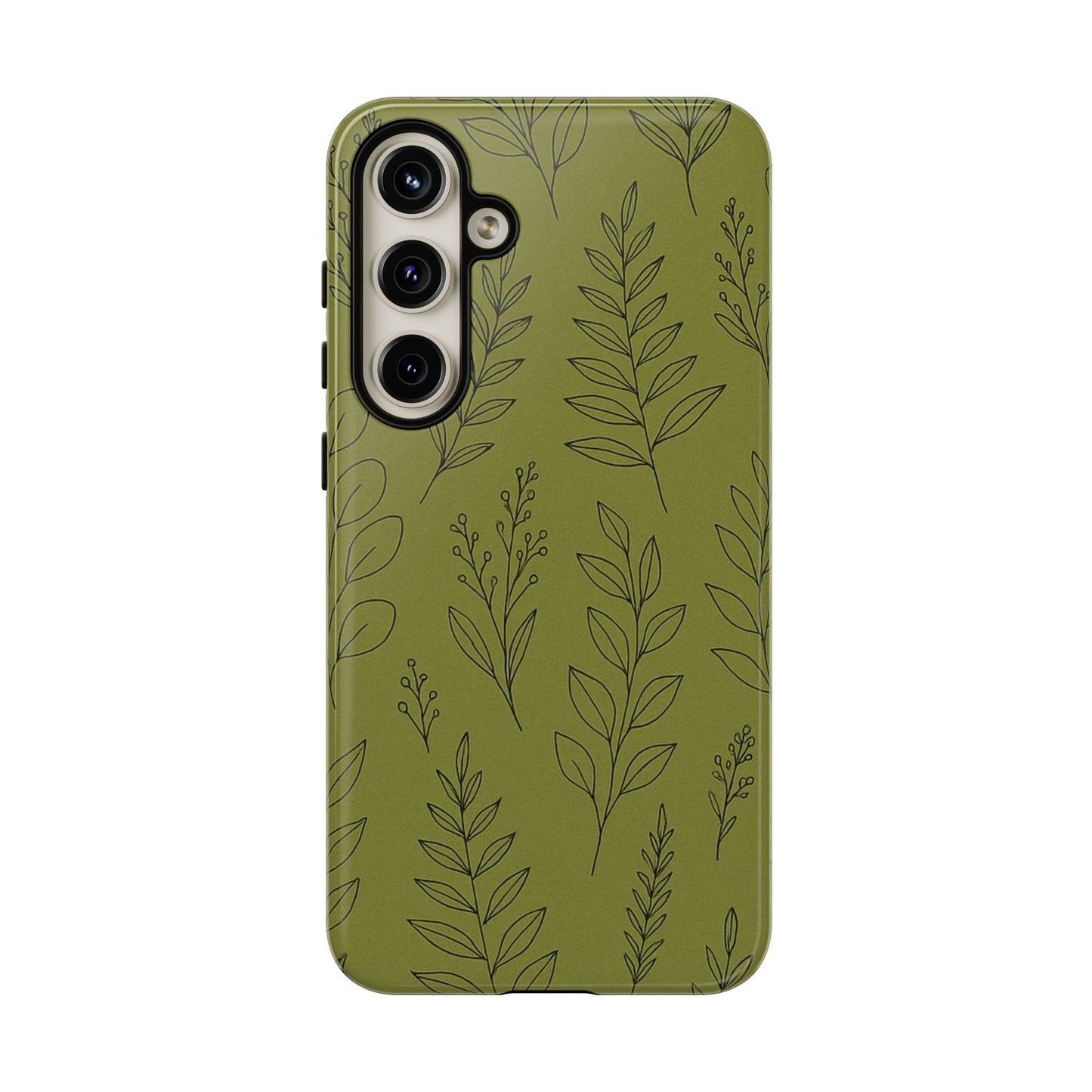 Stylish Phone Case, Botanical Design, Tough Phone Cover, Green Floral Case, Nature Inspired Gift, Eco-Friendly Accessory