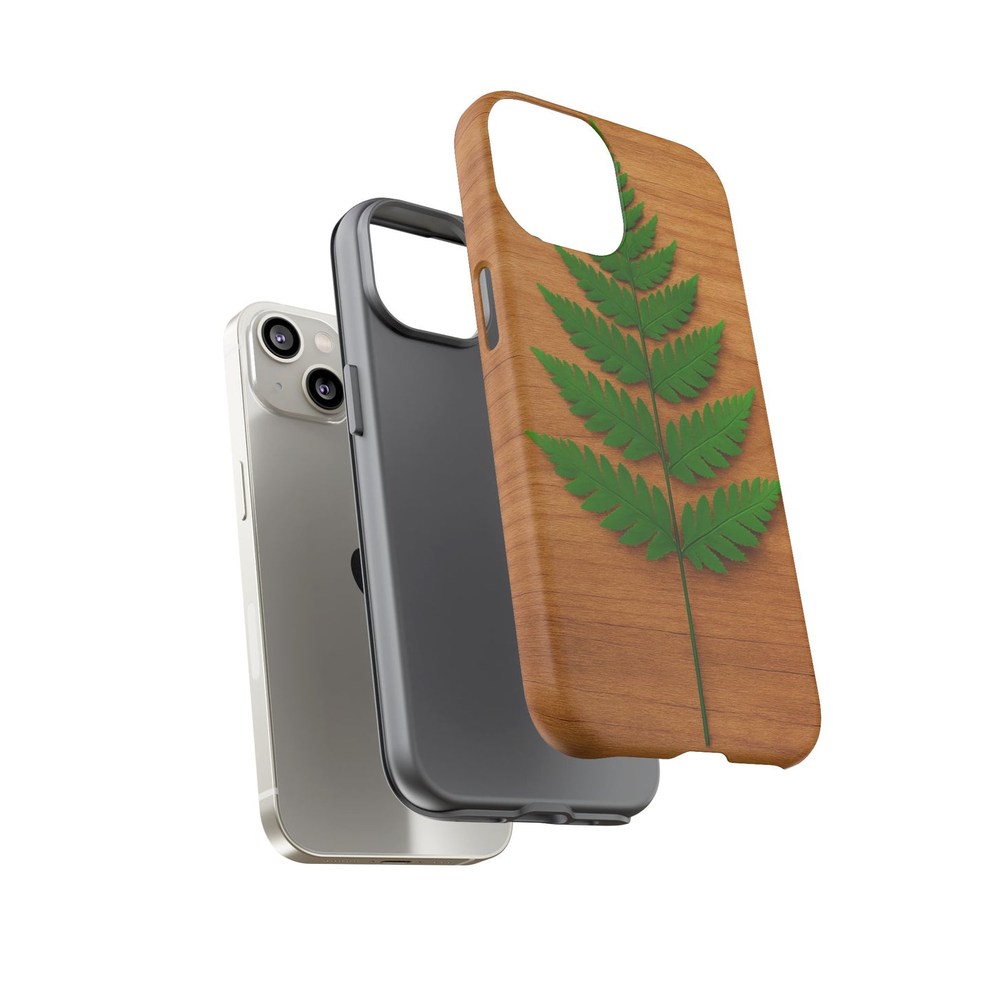 Wooden Fern Phone Case - Eco-Friendly Tough Cases for Nature Lovers, Unique Gift, Customizable Design, Nature-Themed Accessories