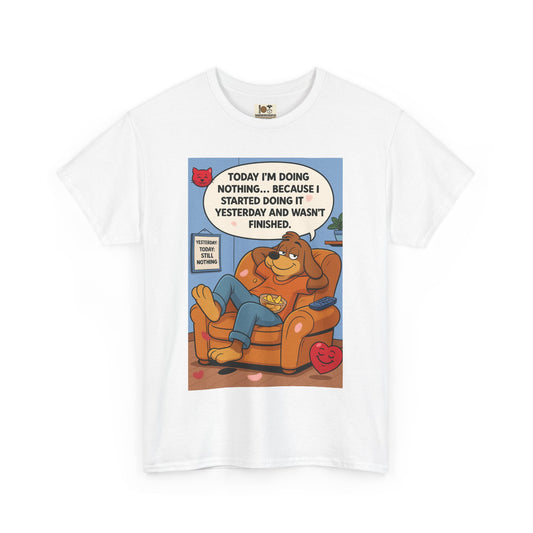 Chill Vibes Graphic Tee - Unisex Heavy Cotton Shirt for Lazy Days and Pet Lovers