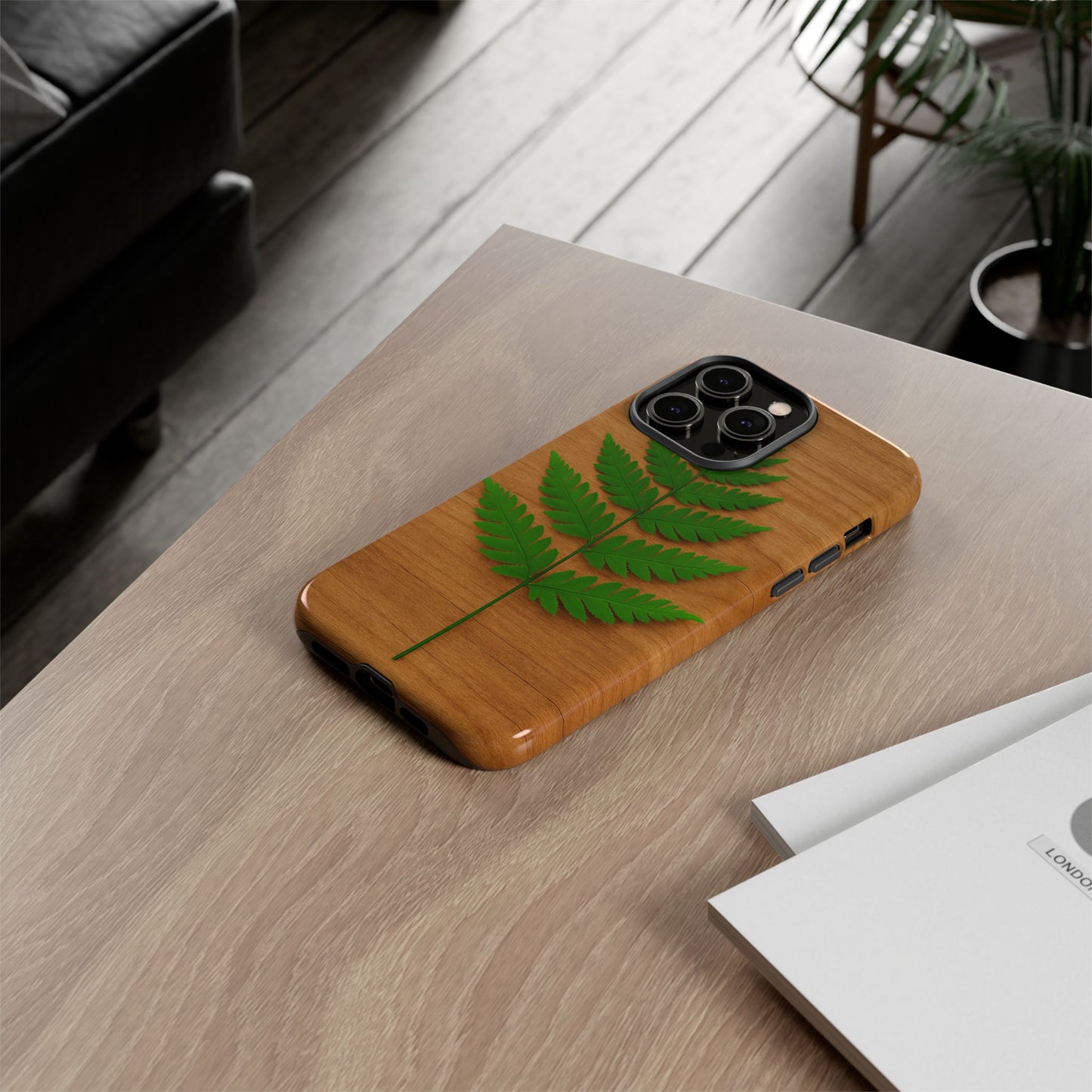 Wooden Fern Phone Case - Eco-Friendly Tough Cases for Nature Lovers, Unique Gift, Customizable Design, Nature-Themed Accessories