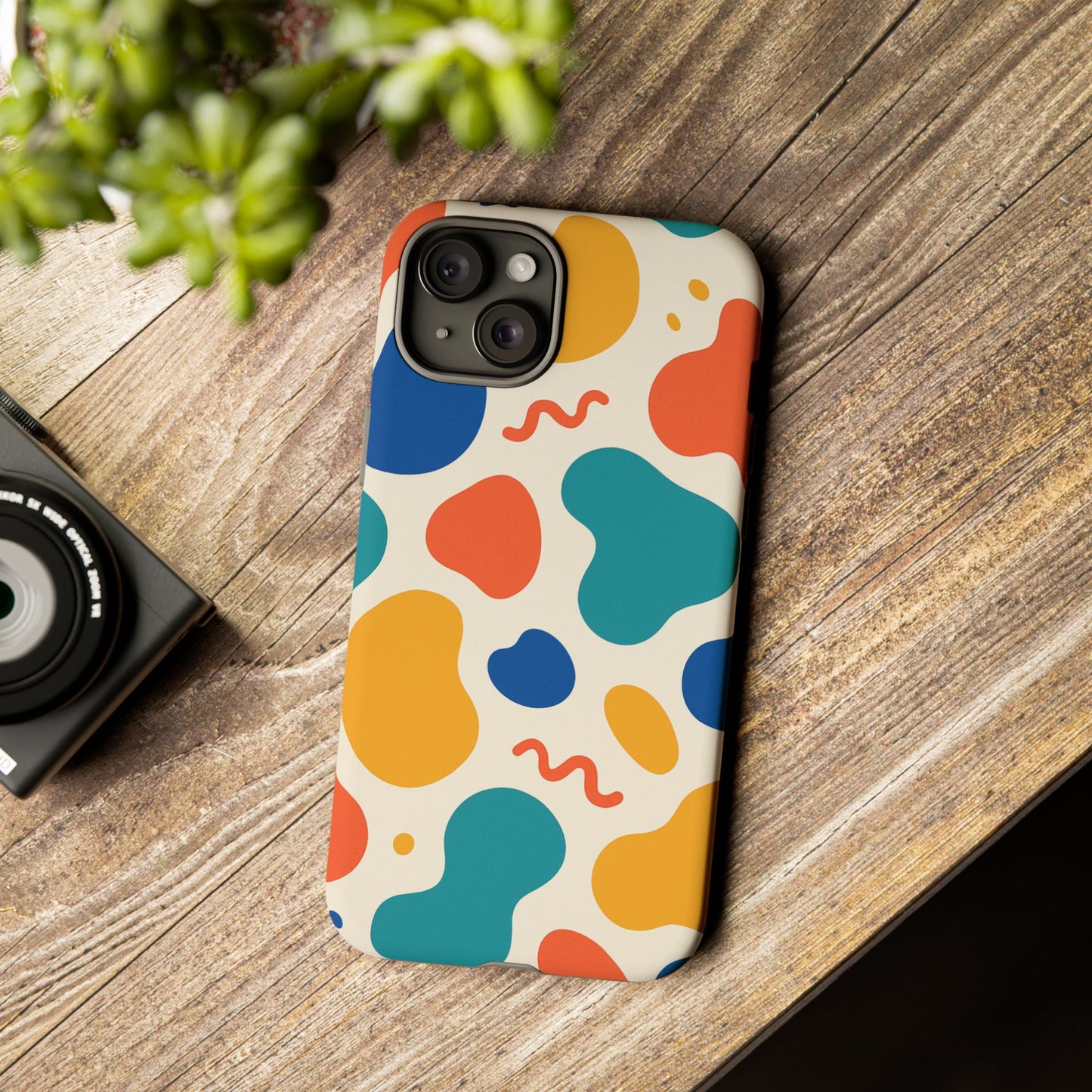 Colorful Phone Case with Abstract Design, Stylish Phone Cover, Trendy Tech Accessory for Her, Unique Gift Idea, Fun Patterned Case