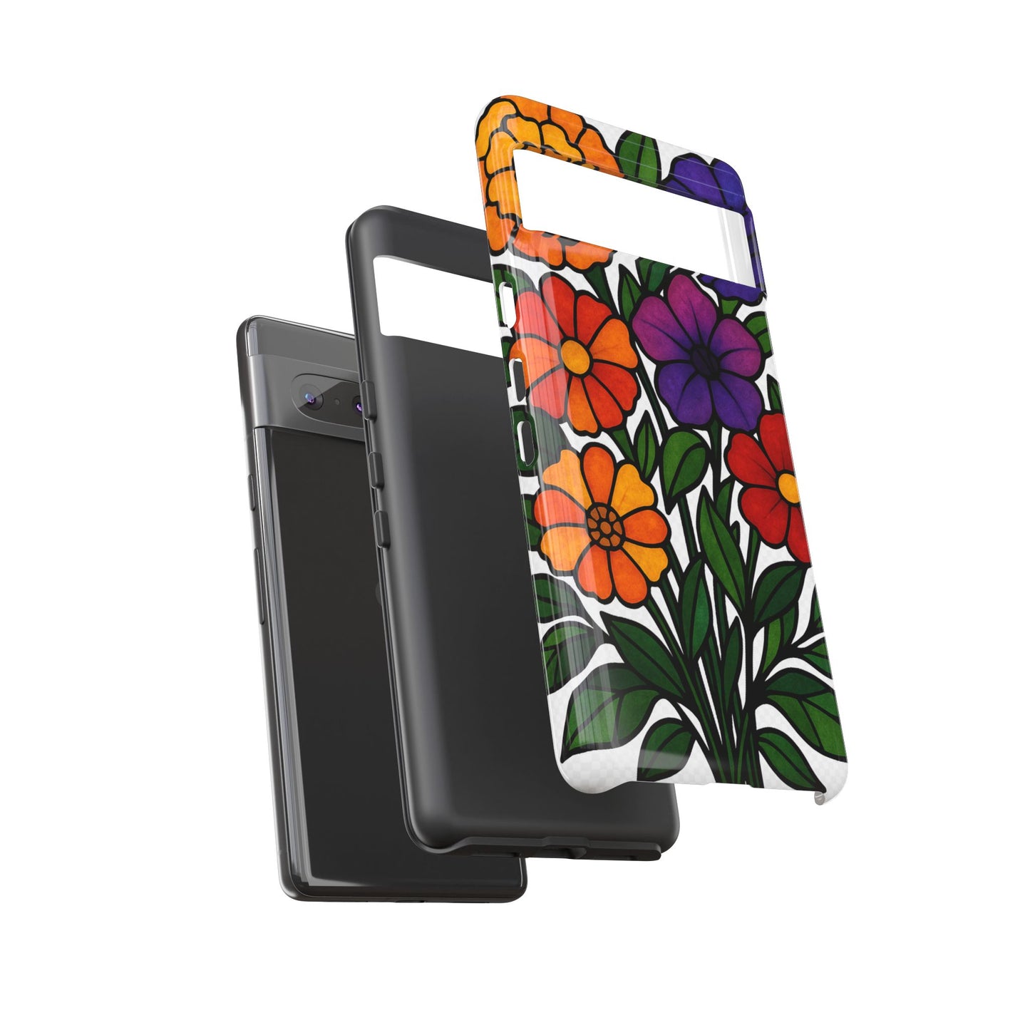Floral Phone Case, Tough Cases with Colorful Flower Design, Gift for Flower Lovers, Summer Accessories, Trendy Phone Cover