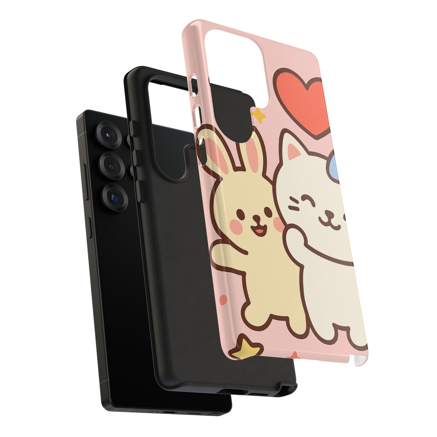 Cute Animal Phone Case -Tough Cases with Bunny and Cat Design, Kawaii Gift for Kids, Birthday, Everyday Use, Phone Accessories, teenage girl