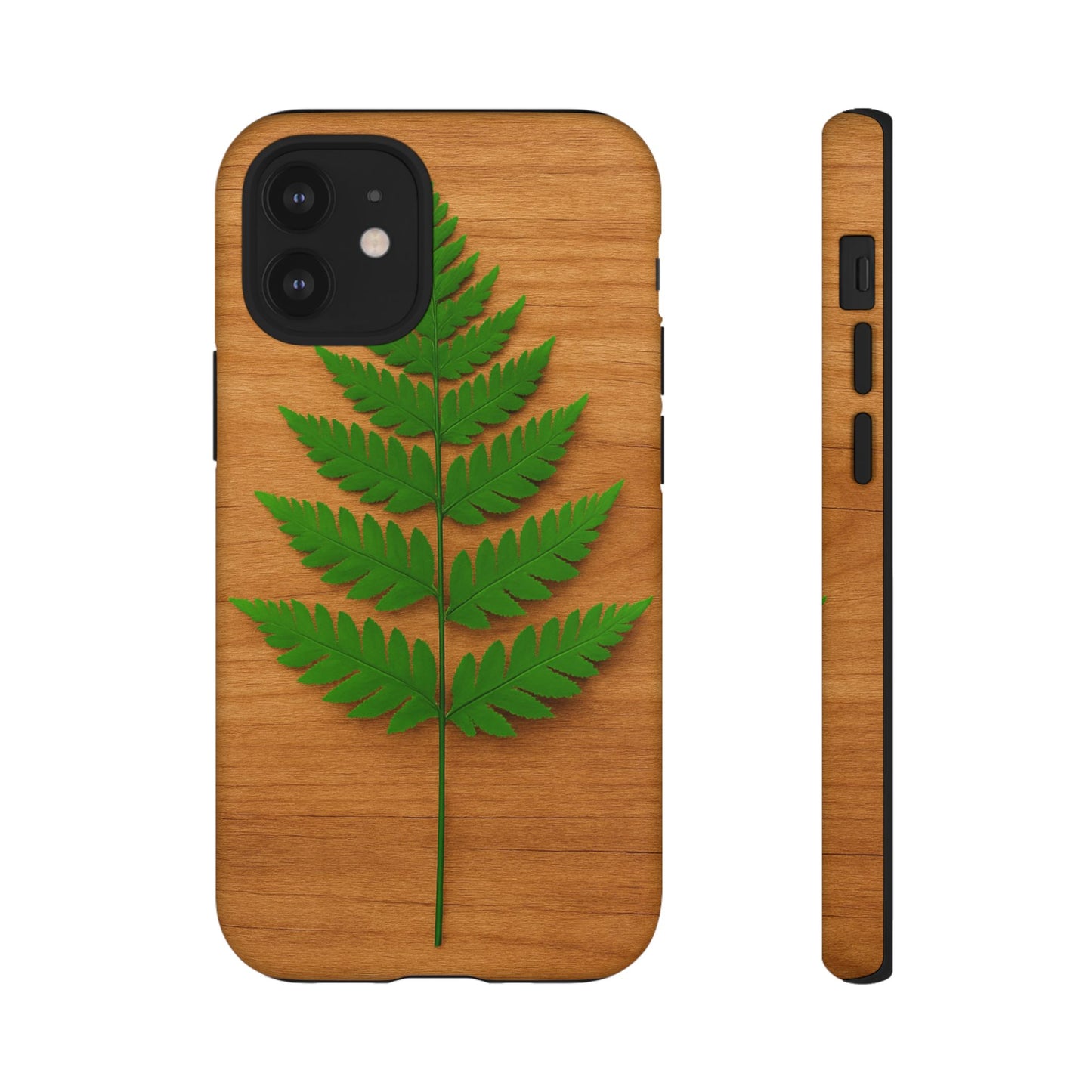 Wooden Fern Phone Case - Eco-Friendly Tough Cases for Nature Lovers, Unique Gift, Customizable Design, Nature-Themed Accessories