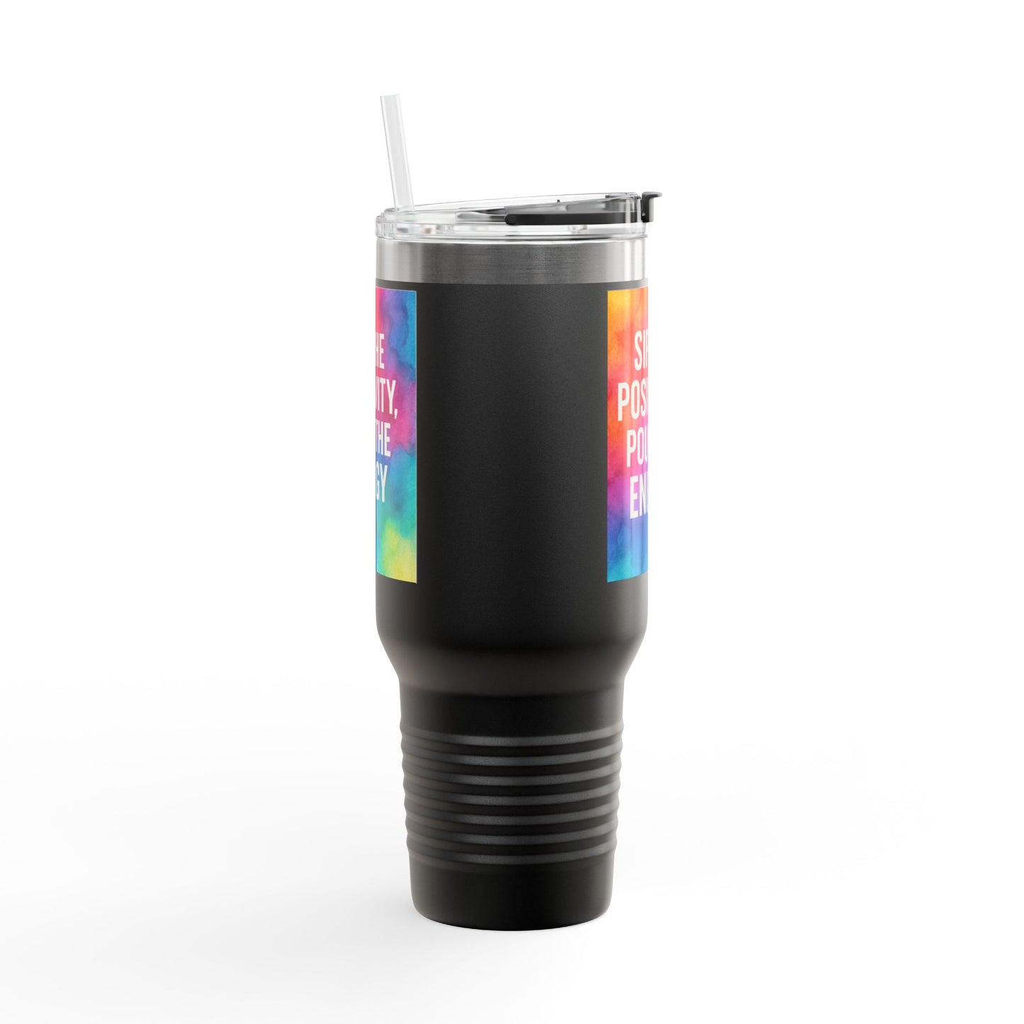 Vibrant Insulated Travel Mug | Sip the Positivity Mug, Hot Beverage Cup, Custom Drink Container, Colorful Tumblers, Travel Coffee Cup