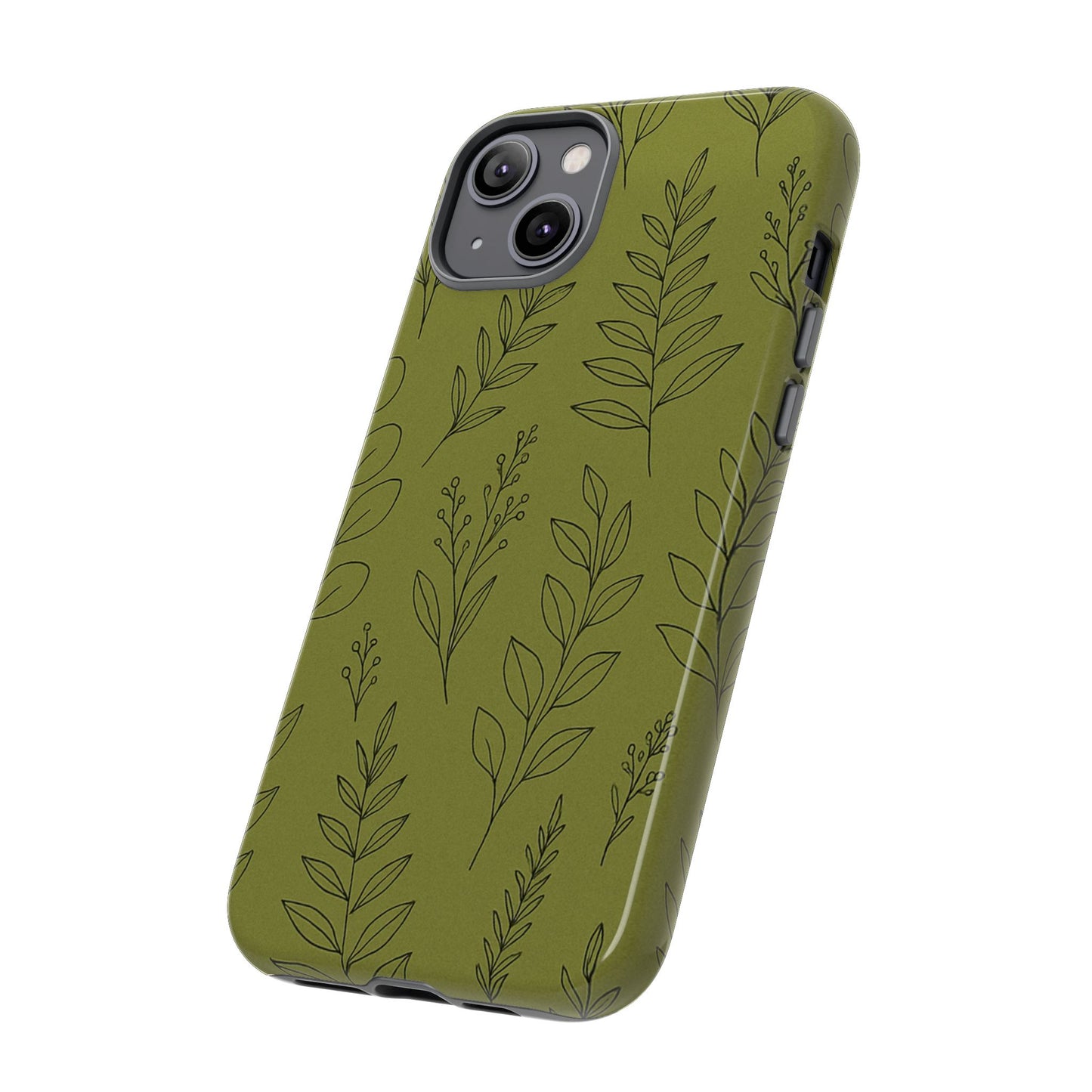 Stylish Phone Case, Botanical Design, Tough Phone Cover, Green Floral Case, Nature Inspired Gift, Eco-Friendly Accessory