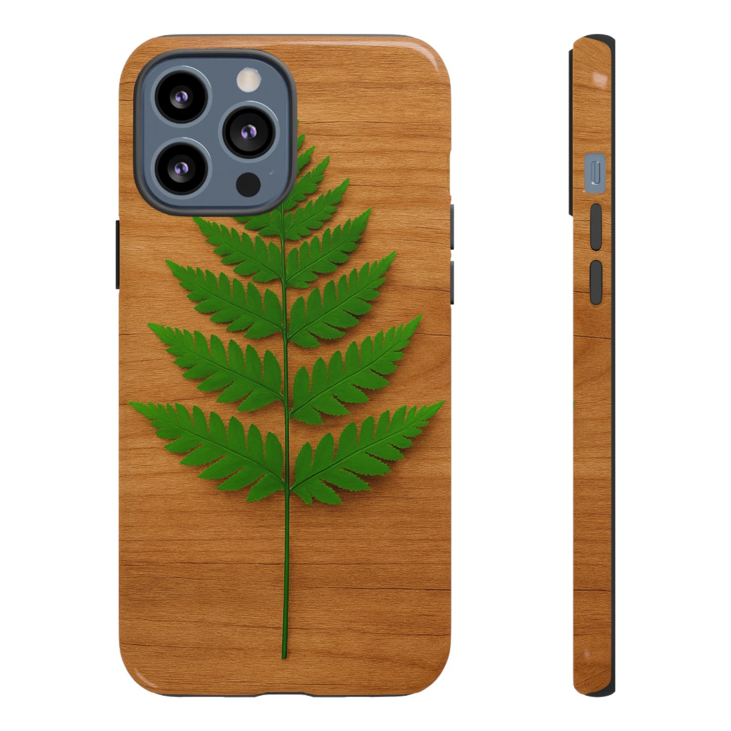 Wooden Fern Phone Case - Eco-Friendly Tough Cases for Nature Lovers, Unique Gift, Customizable Design, Nature-Themed Accessories
