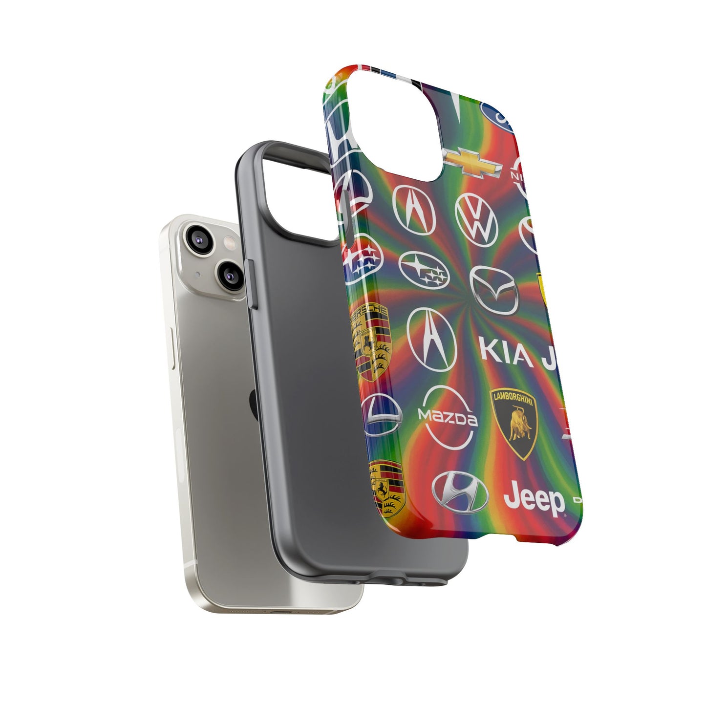 Colorful Car Logos Phone Case - Vibrant Tough Cases for Auto Enthusiasts, Unique Gift for Birthdays, Car Events, and Holidays