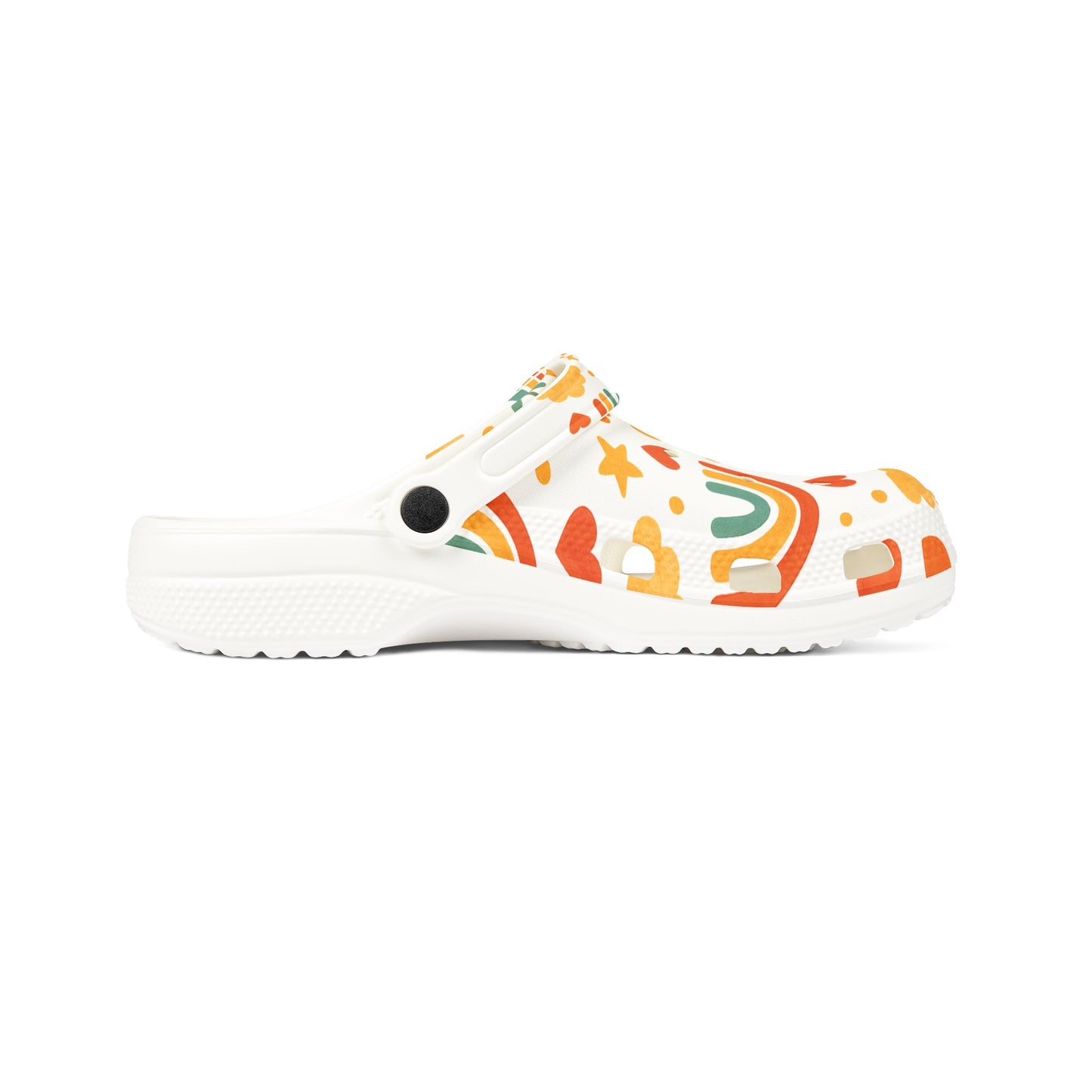 Vibrant EVA Foam Crocs – Fun Rainbow & Heart Design, Slip-On Comfort Shoes, Perfect for Summer Fun, Gardening, Holidays, Gifts
