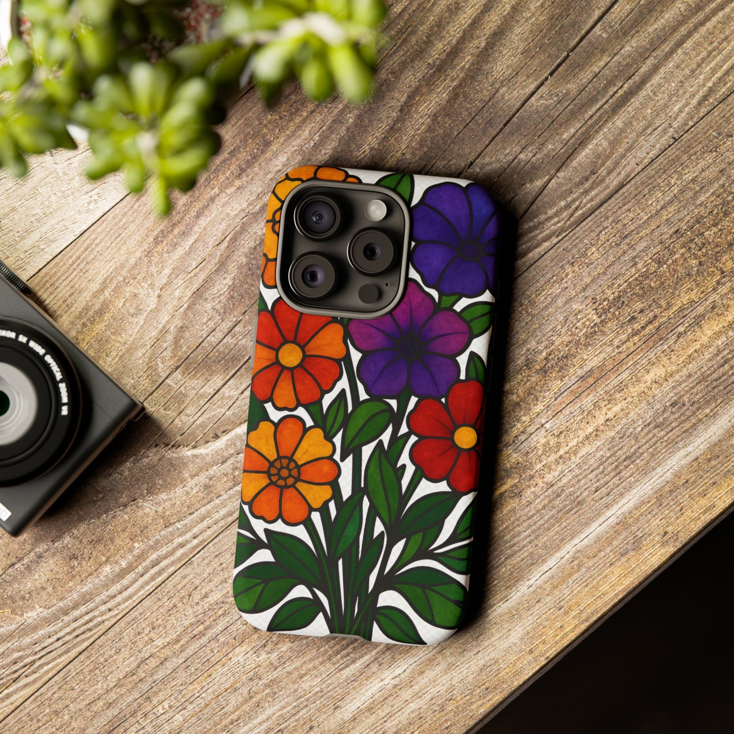 Floral Phone Case, Tough Cases with Colorful Flower Design, Gift for Flower Lovers, Summer Accessories, Trendy Phone Cover
