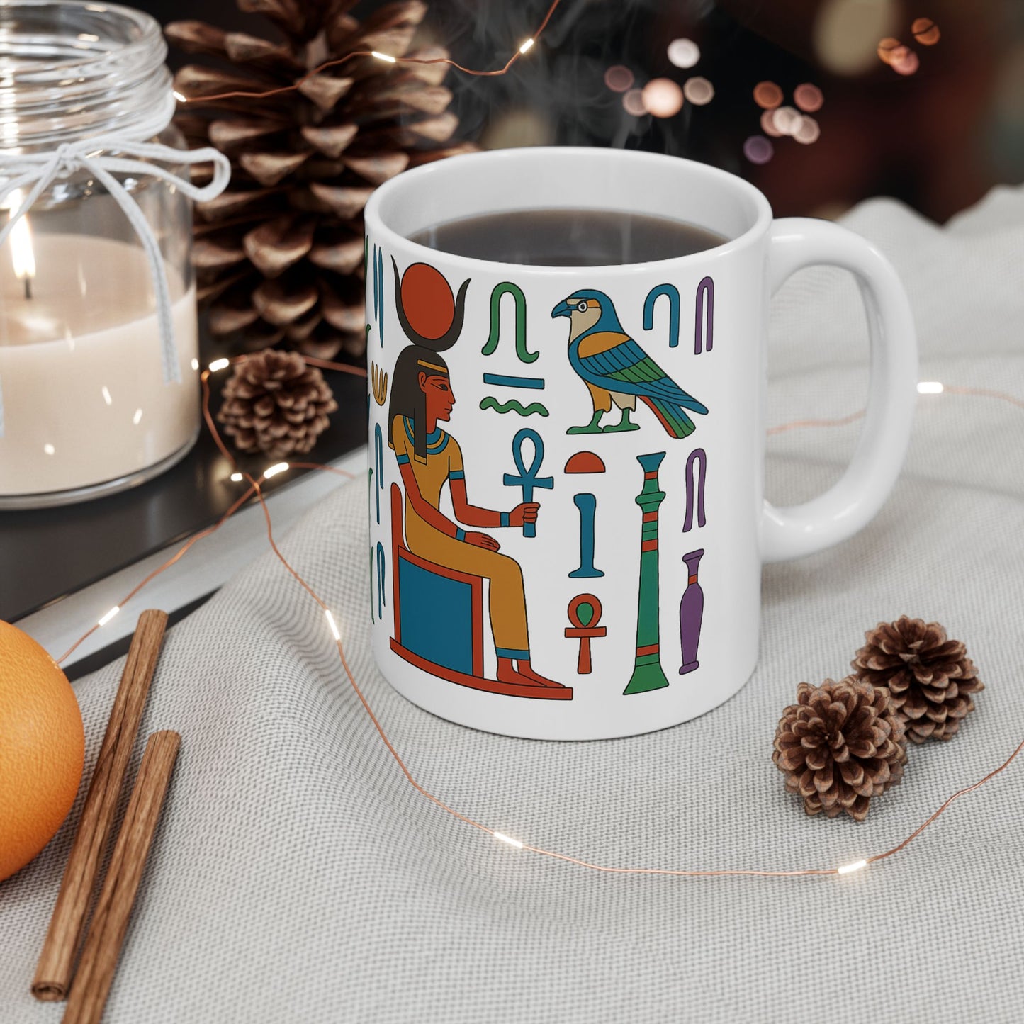Egyptian-Inspired Ceramic Mug, Perfect Gift for Tea Lovers, Unique Kitchen Decor, Ideal for Birthdays, Special Occasions, Collectibles, Egyptian
