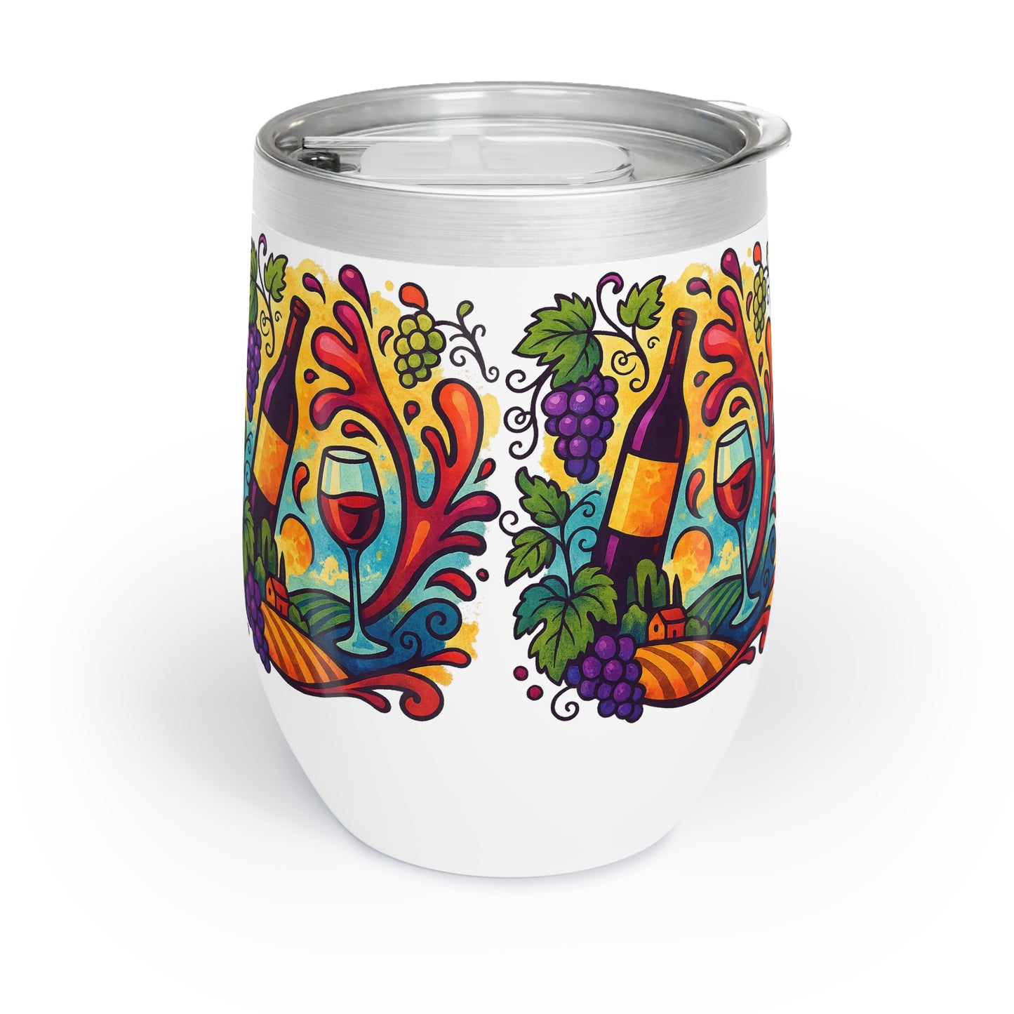 Vibrant Chill Wine Tumbler | Colorful Insulated Wine Cup for Outdoor Gatherings, Gifts, Celebrations, Picnics, and Wine Lovers