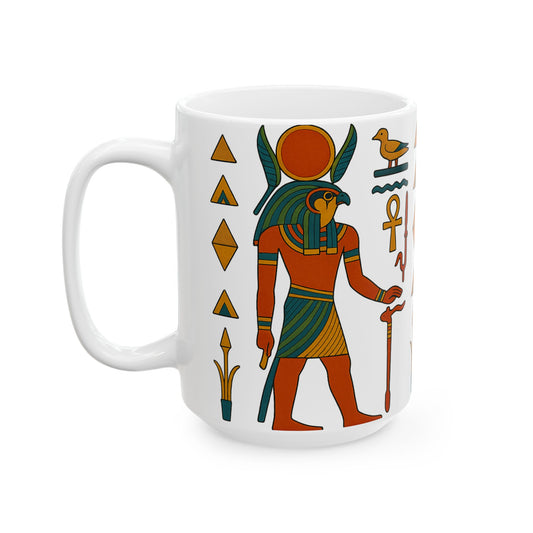 Egyptian Art Ceramic Mug - 11oz & 15oz | Unique Gift, Home Decor, Coffee Cup, Egyptian Theme, Ancient Egypt