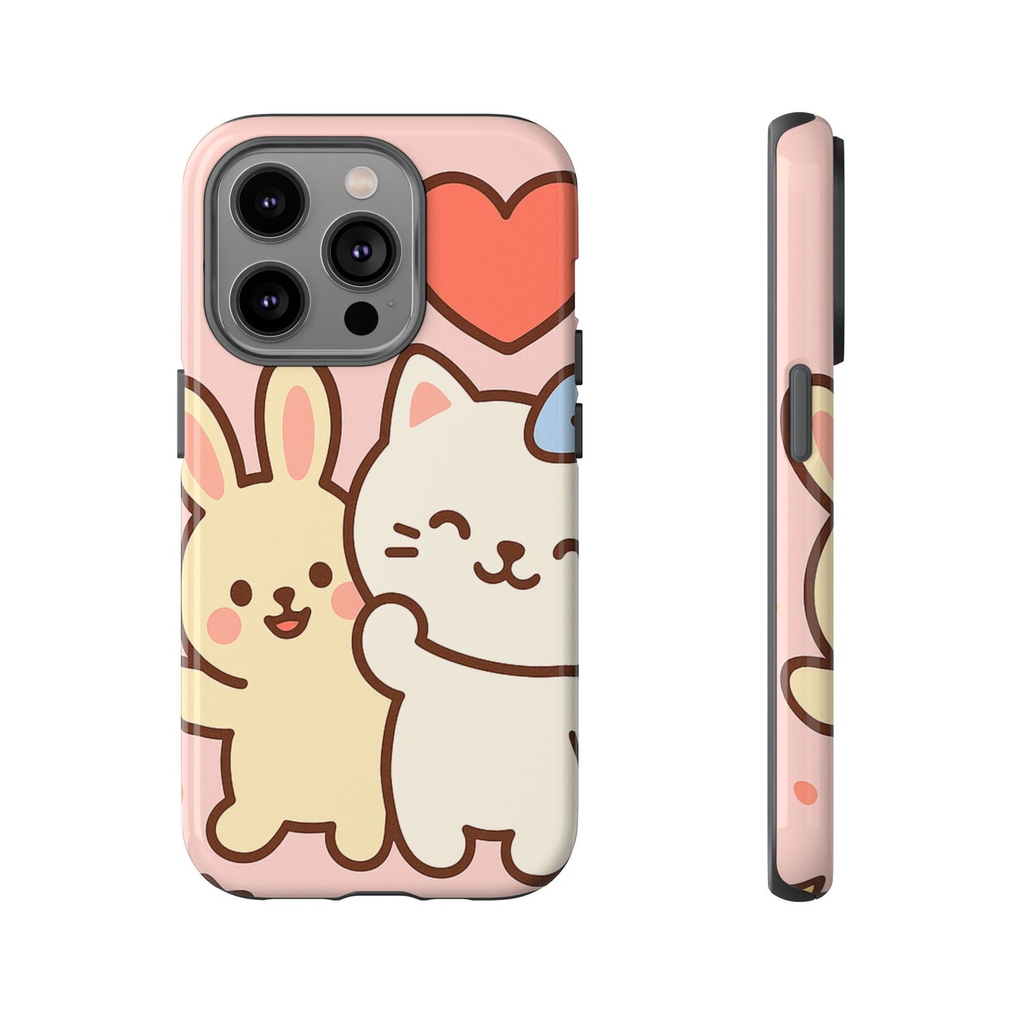 Cute Animal Phone Case -Tough Cases with Bunny and Cat Design, Kawaii Gift for Kids, Birthday, Everyday Use, Phone Accessories, teenage girl