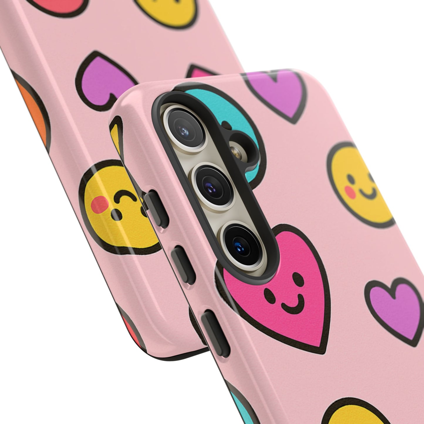Cute Phone Case with Smiley Faces and Hearts, Fun Gift for Kids and Teens, Cellphone Protector, Birthday Present, Cute Accessories
