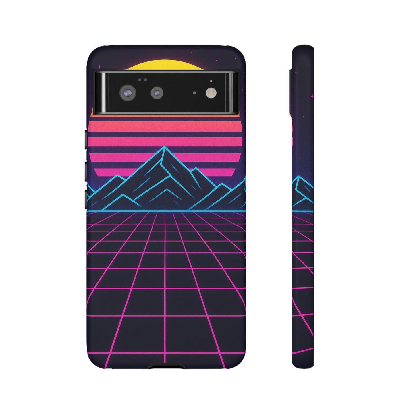 Retro Sunset Phone Case, Vintage Neon Case, 80s Aesthetic Cover, Gift for Tech Lovers, Unique Phone Accessories