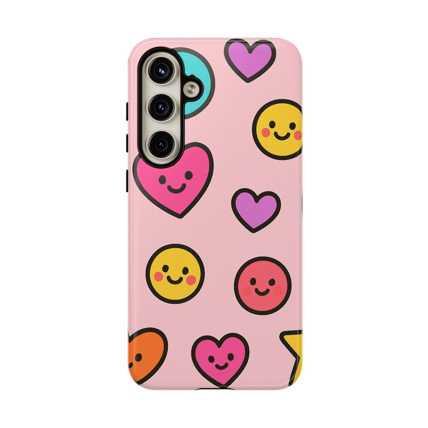 Cute Phone Case with Smiley Faces and Hearts, Fun Gift for Kids and Teens, Cellphone Protector, Birthday Present, Cute Accessories