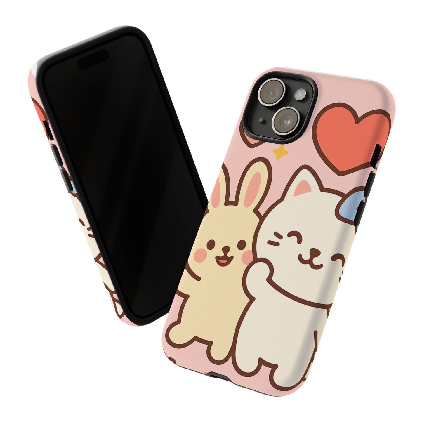 Cute Animal Phone Case -Tough Cases with Bunny and Cat Design, Kawaii Gift for Kids, Birthday, Everyday Use, Phone Accessories, teenage girl