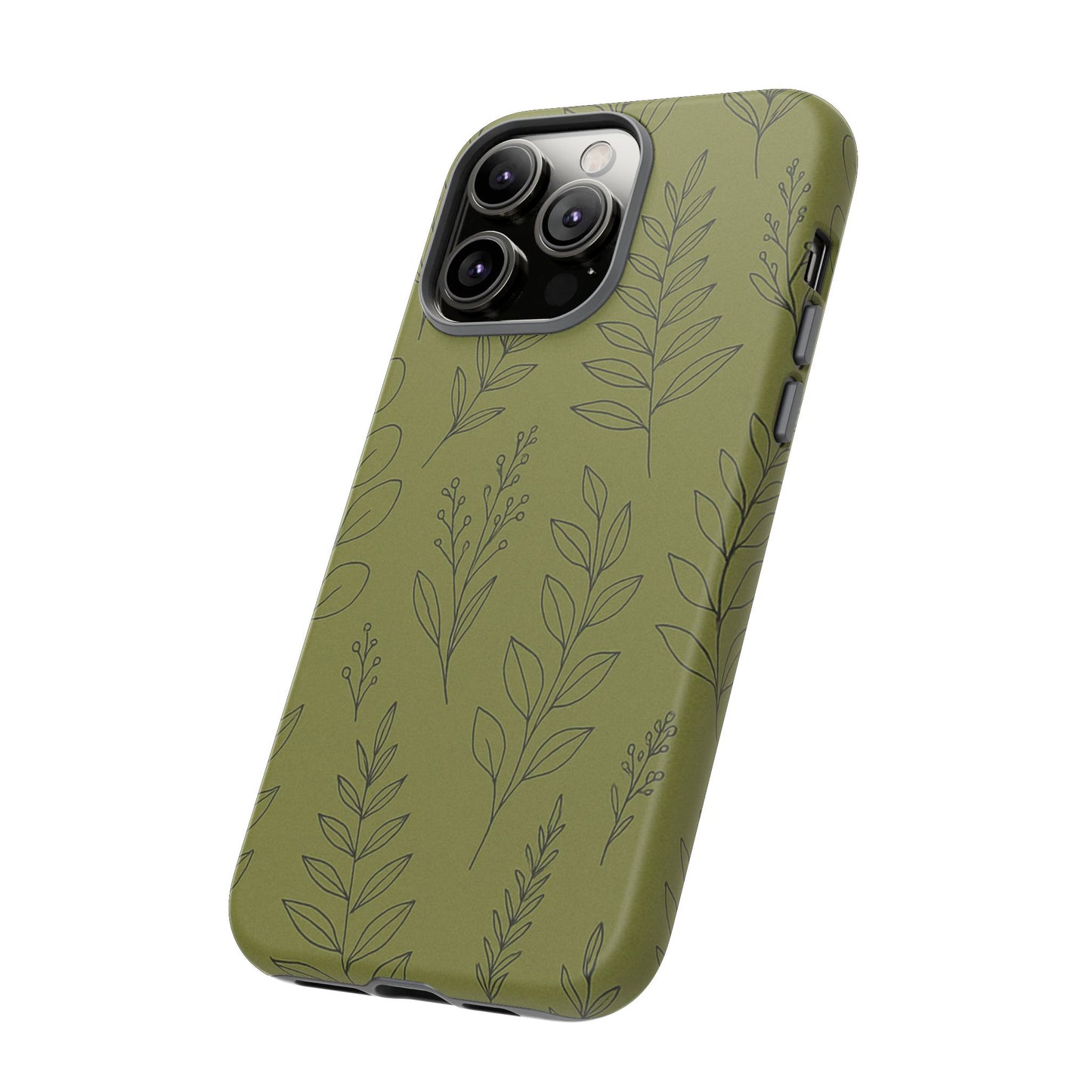 Stylish Phone Case, Botanical Design, Tough Phone Cover, Green Floral Case, Nature Inspired Gift, Eco-Friendly Accessory