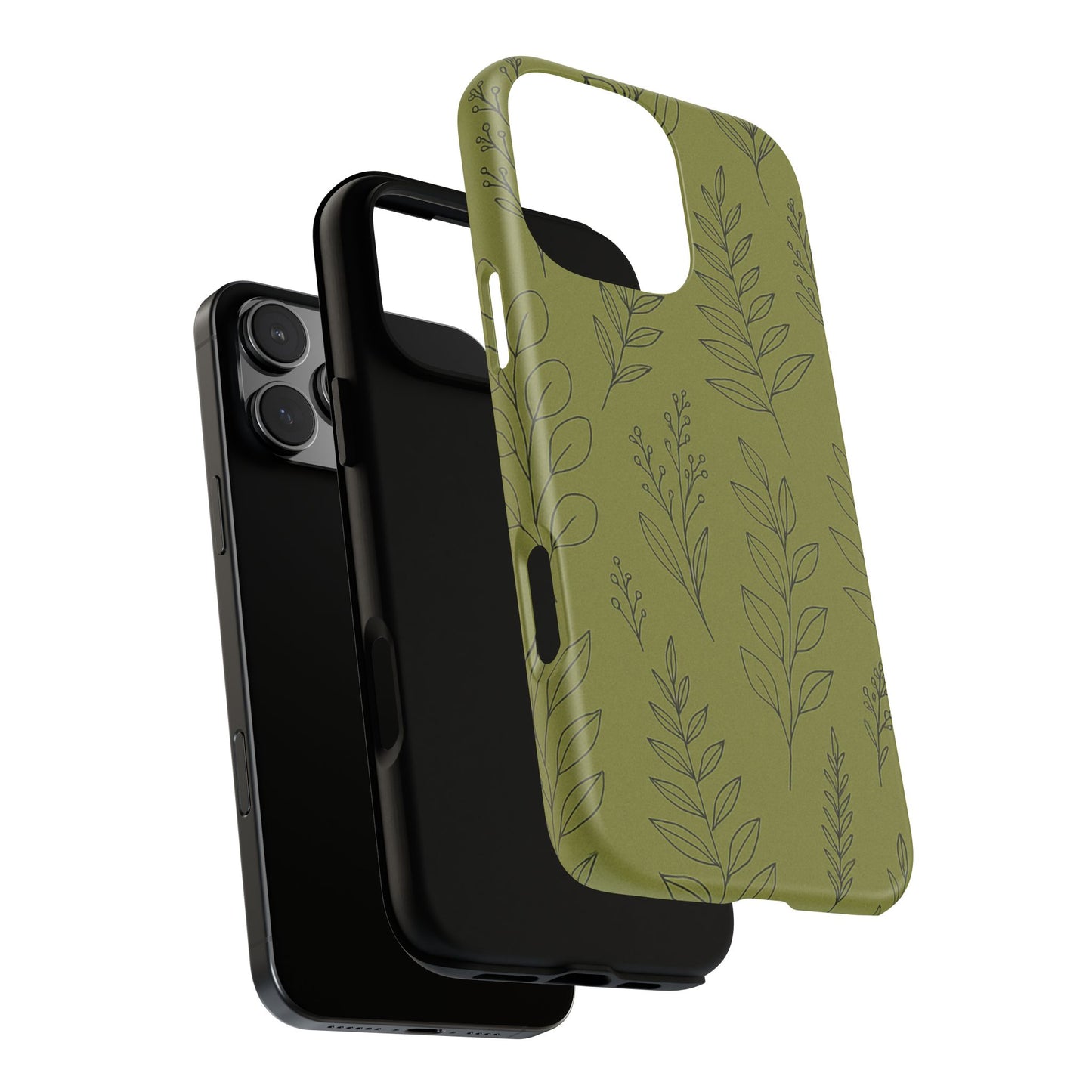 Stylish Phone Case, Botanical Design, Tough Phone Cover, Green Floral Case, Nature Inspired Gift, Eco-Friendly Accessory