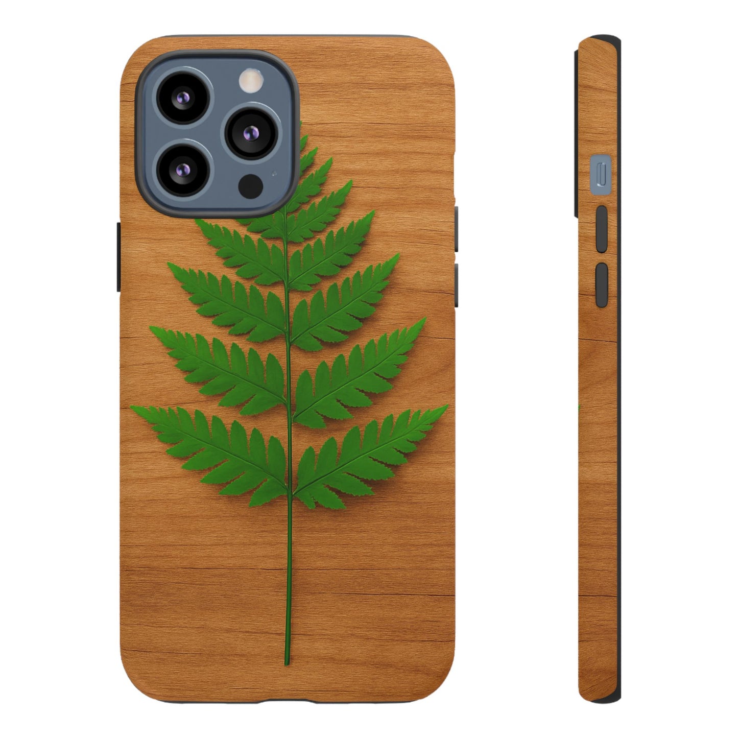Wooden Fern Phone Case - Eco-Friendly Tough Cases for Nature Lovers, Unique Gift, Customizable Design, Nature-Themed Accessories