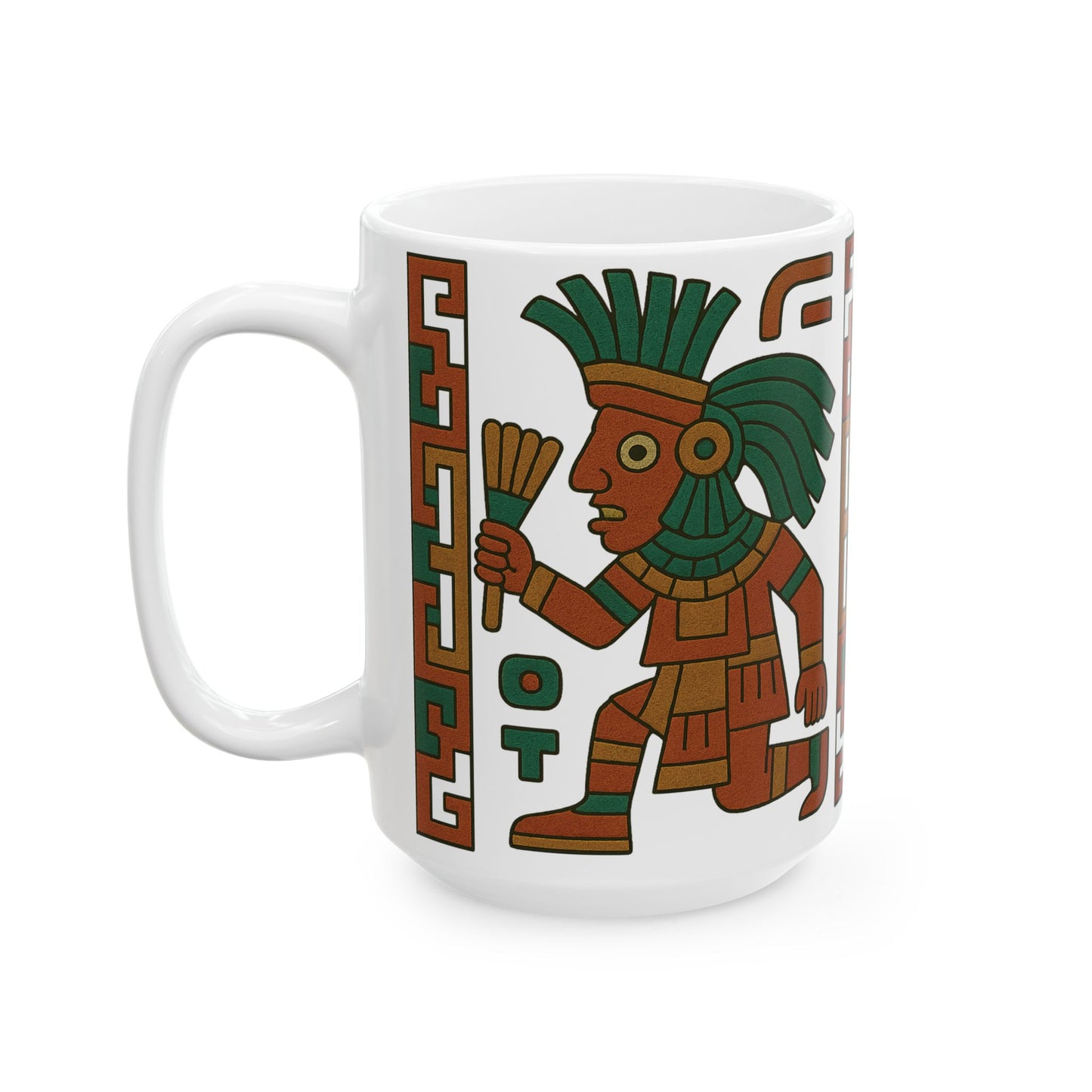 Ceramic Mug with Aztec Design, Coffee Lover's Gift, Unique Kitchenware, Boho Home Decor, Ethnic Art Mug, aztec